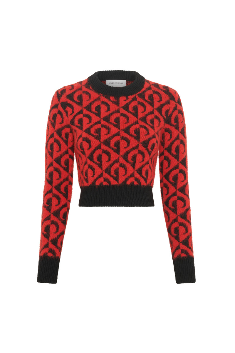 MOON LOZENGE KNIT CROPPED SWEATER 1