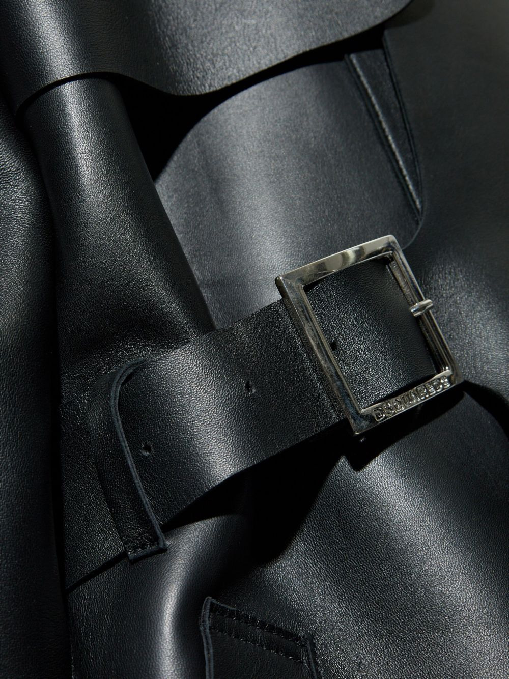belted trench leather coat - 5