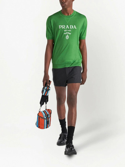 Prada intarsia logo knitted top outlook