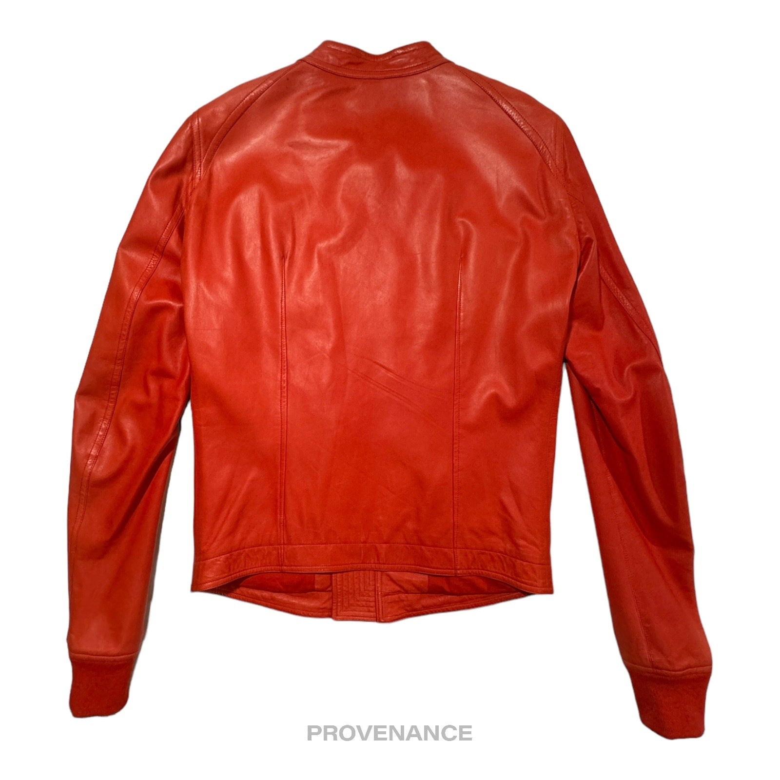 Rick Owens Walrus Intarsia Leather Jacket - 50 Red - 3