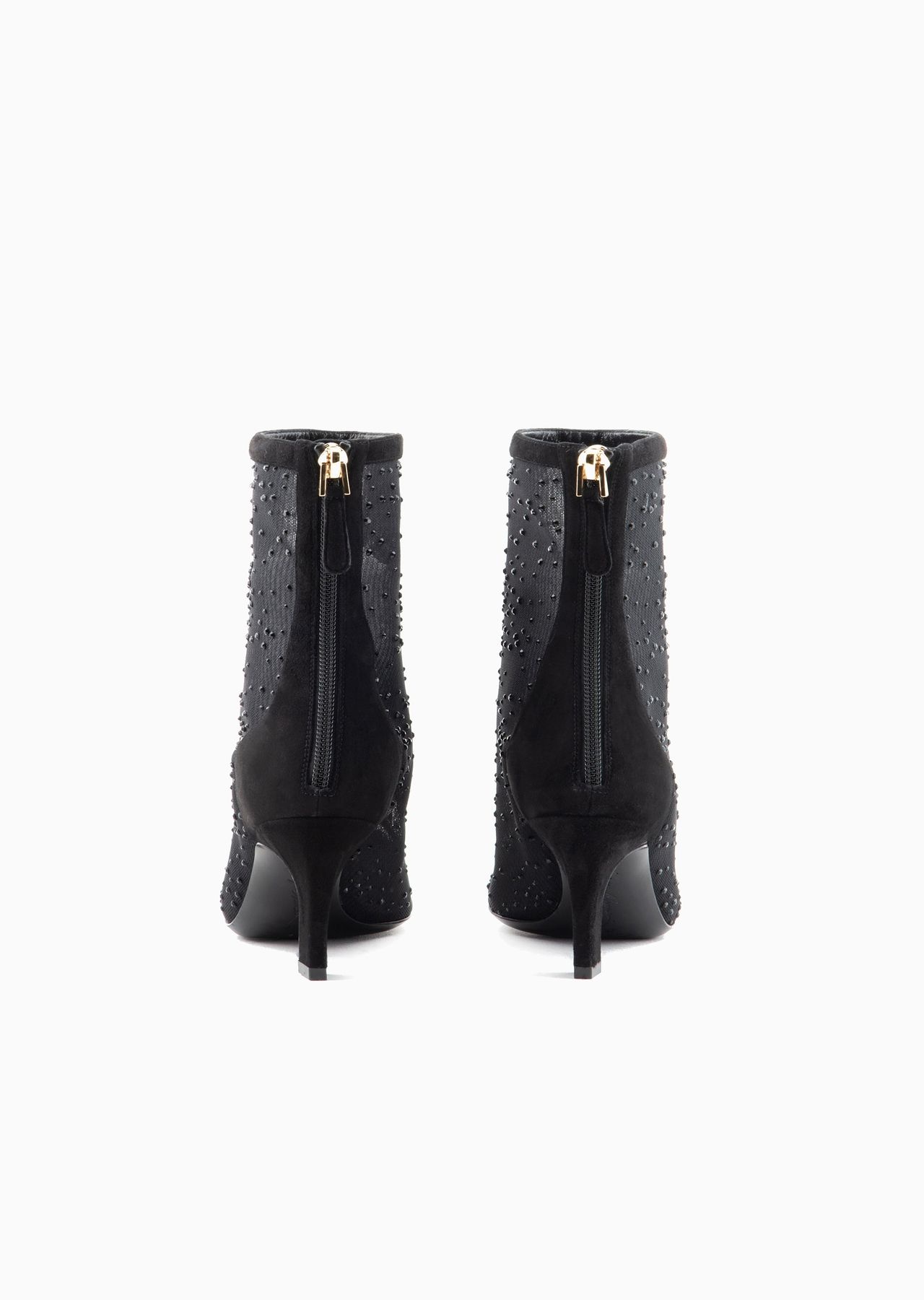Suede ankle boots with tulle and rhinestones - 4