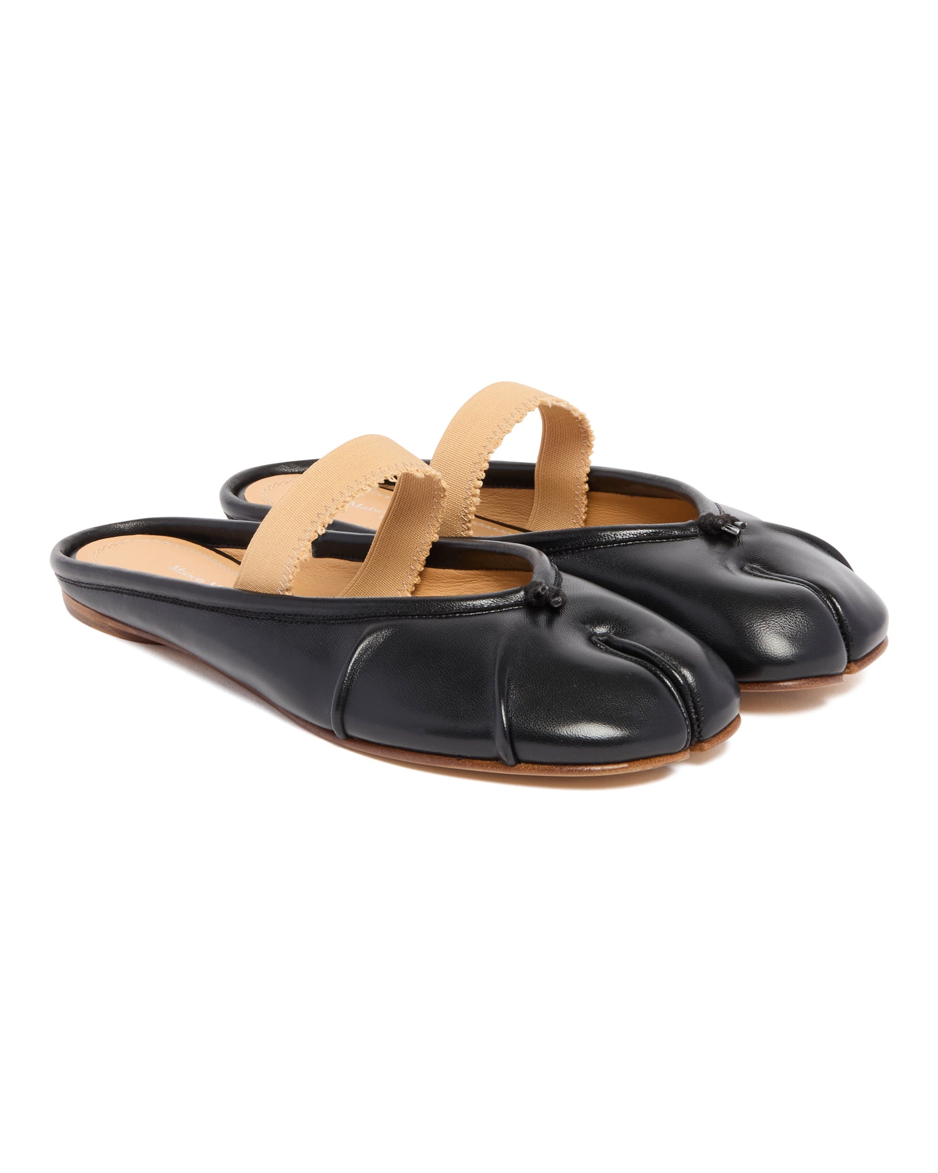 Black Tabi Ballerinas with Elastic Strap - 3