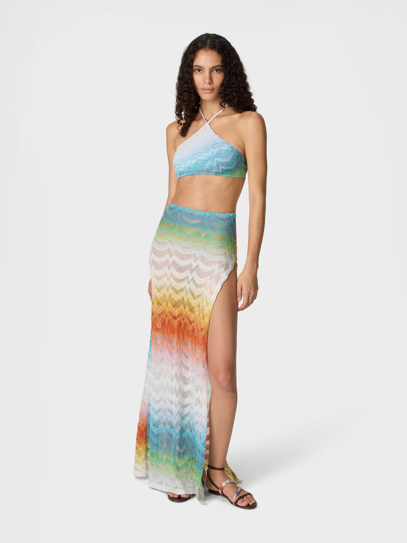 Missoni Long skirt in shaded lamé viscose with slit outlook