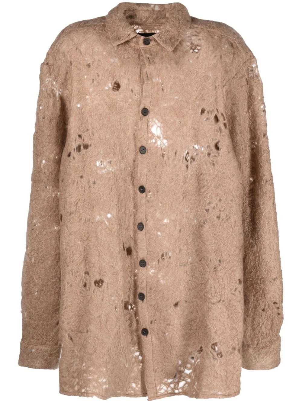 raw-cut finish long-sleeve shirt - 1