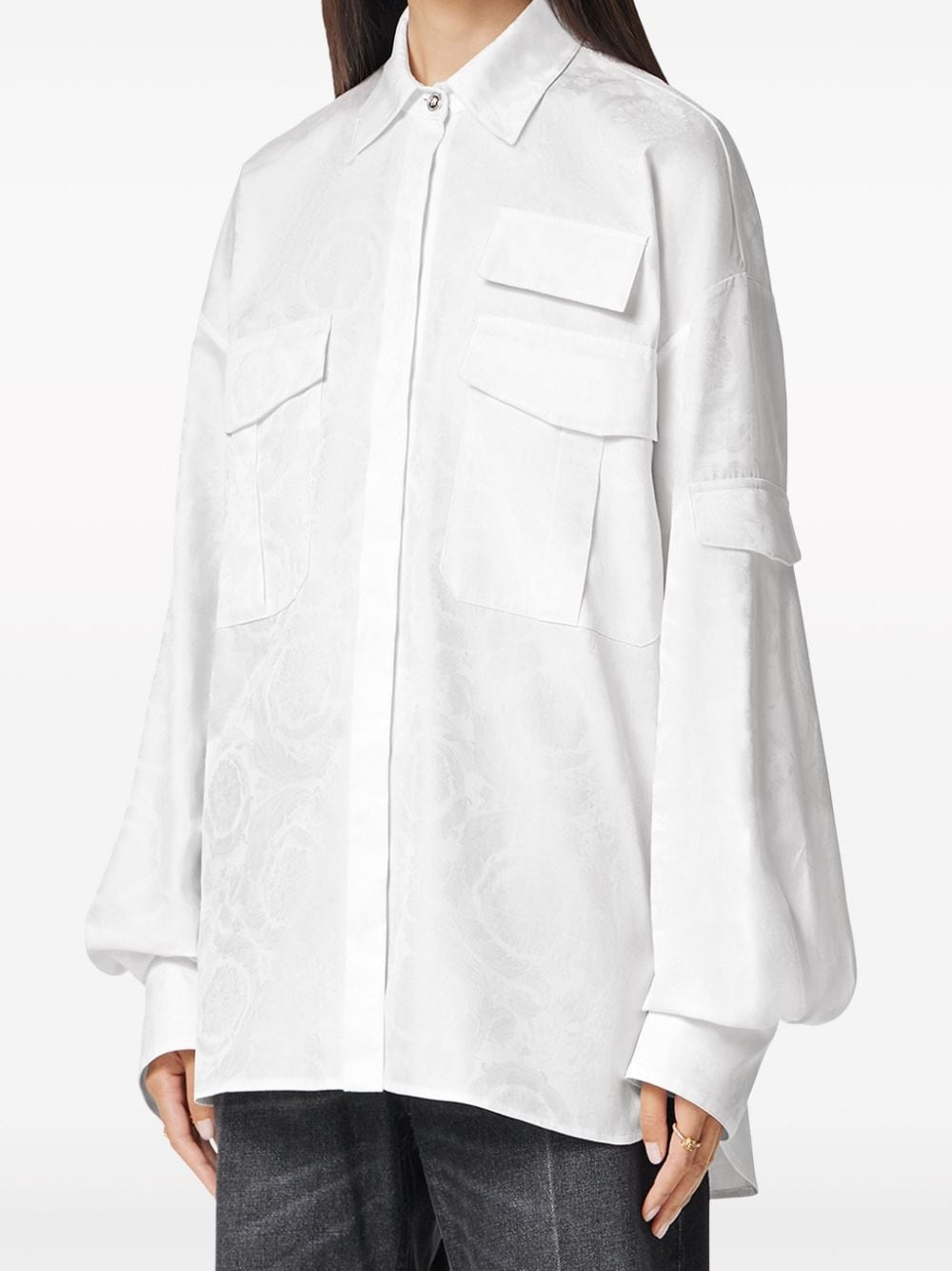 Barocco-jacquard cotton cargo shirt - 3