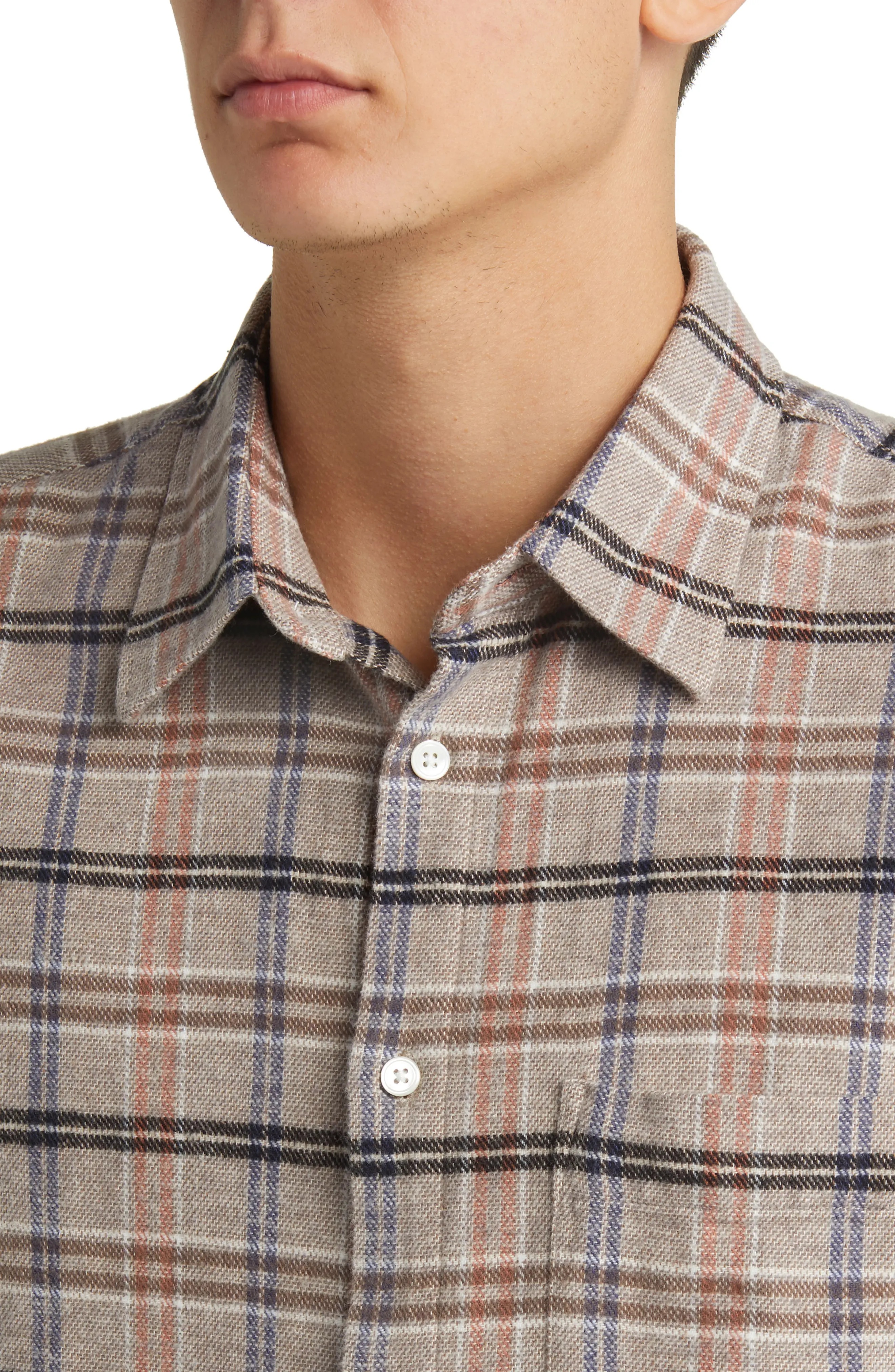 Arne 5166 Plaid Cotton Flannel Button-Up Shirt - 2