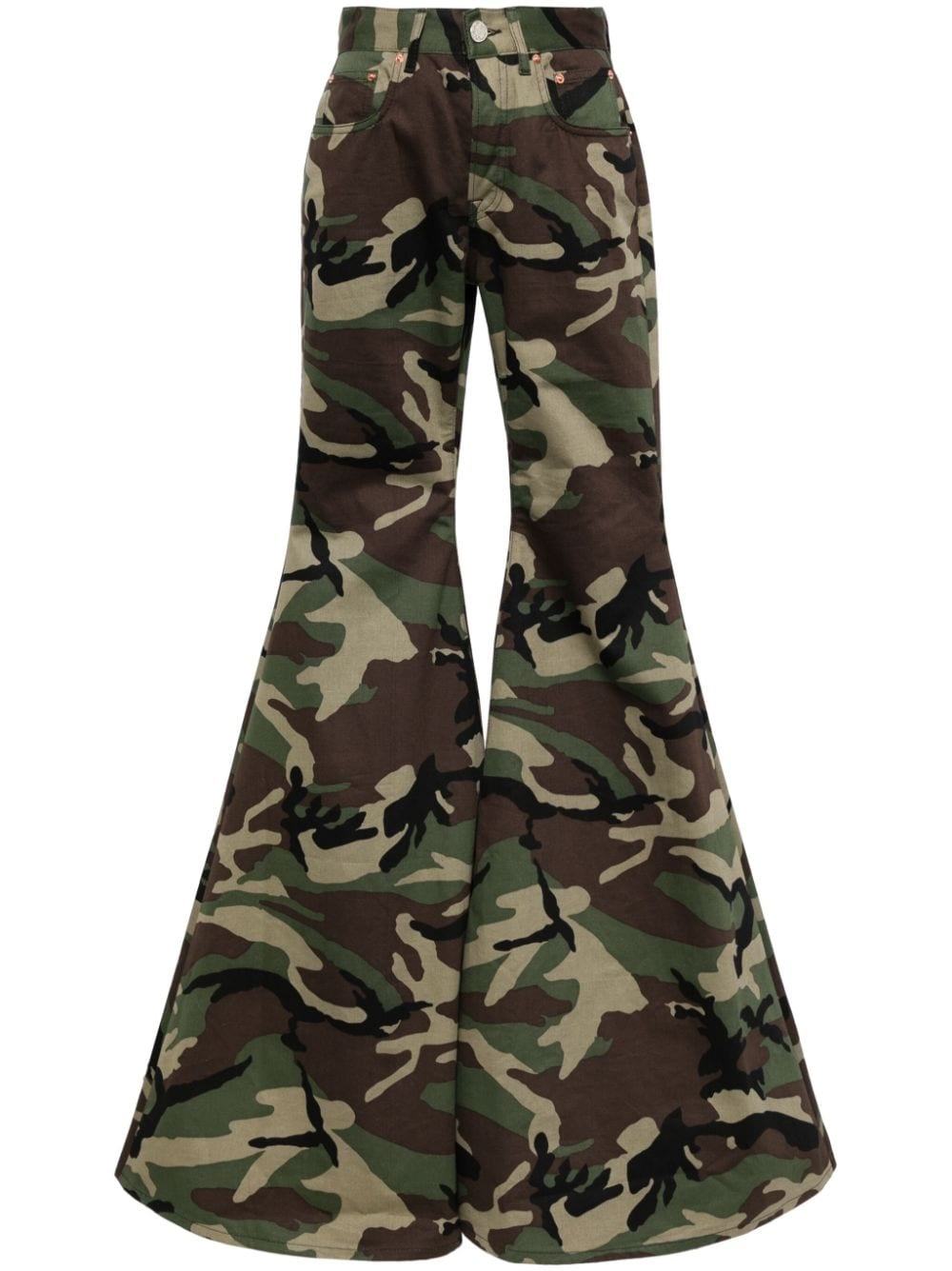 camouflage-print flared trousers - 1