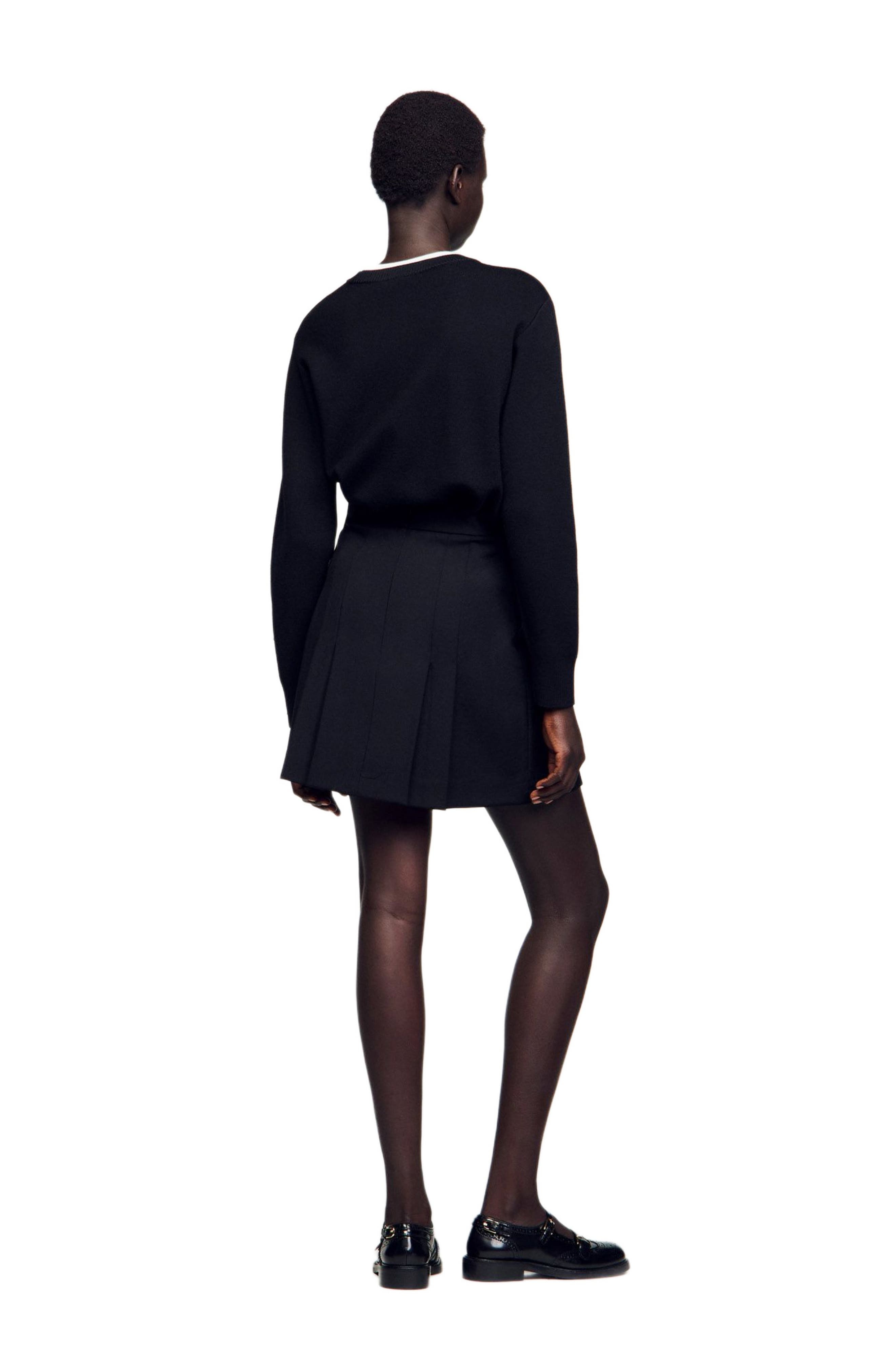 SANDRO Short skirt with stitched pleats in Black at Nordstrom - 2