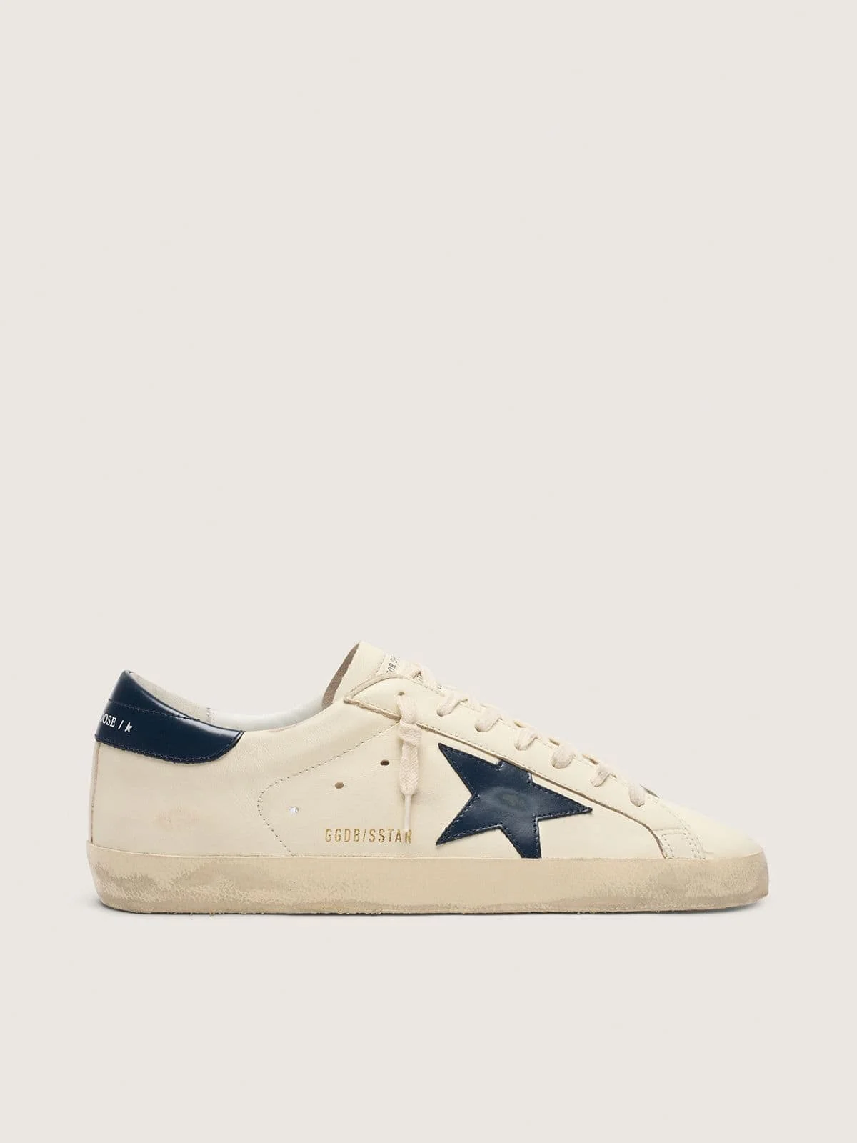 Men’s Super-Star in white leather with dark blue star - 1