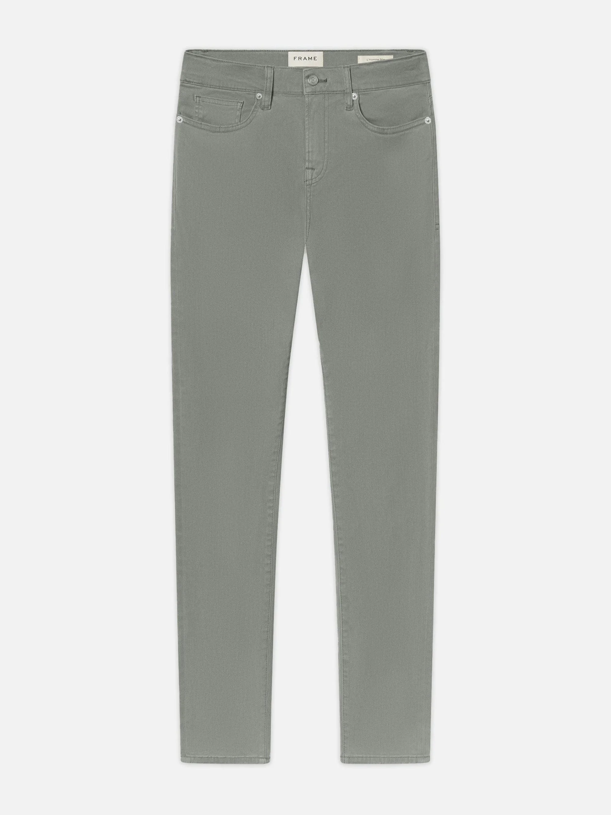 L'Homme Slim Brushed Twill in Stone Grey - 1
