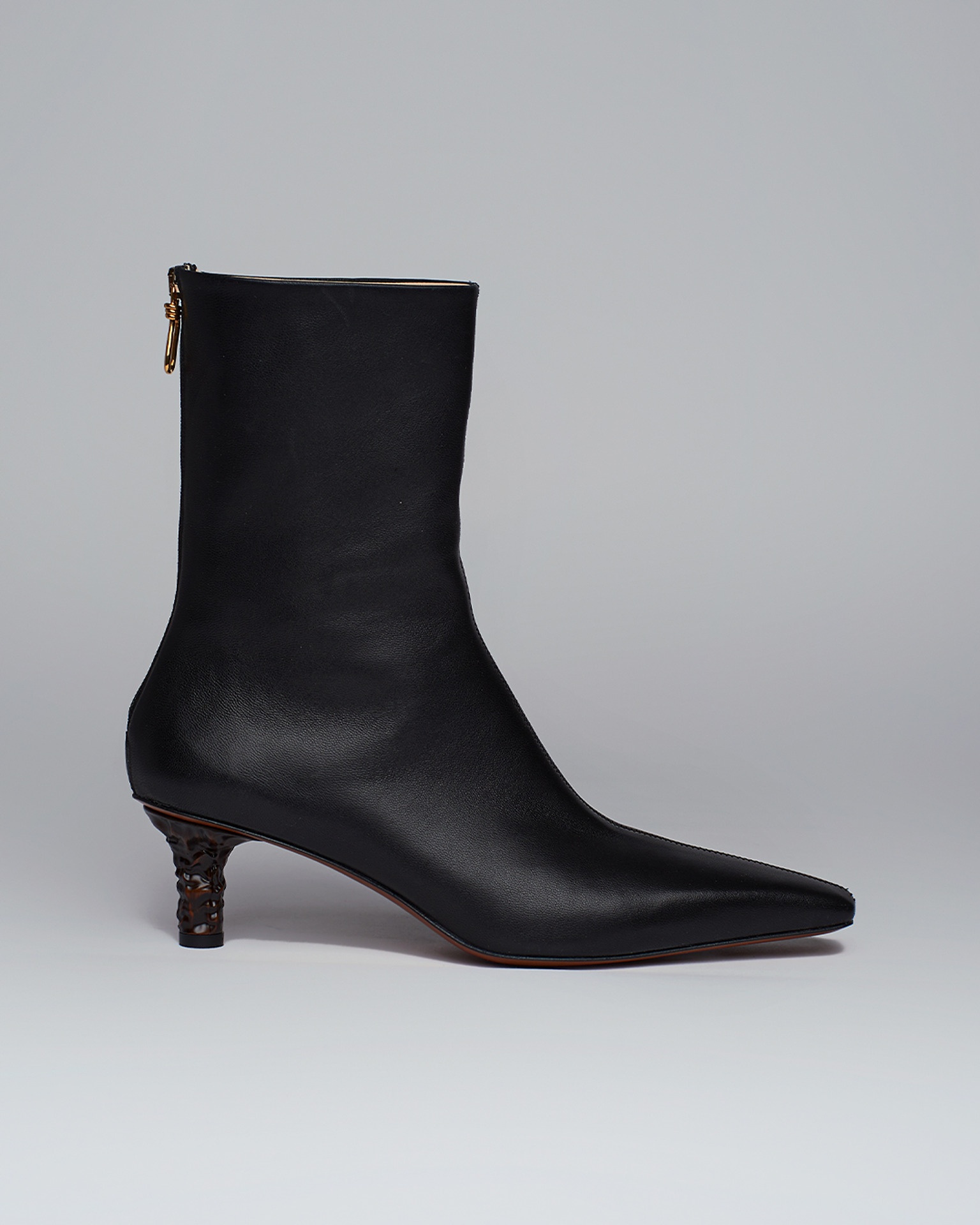 TALLI - Sculpted-heel leather boots - Black - 1