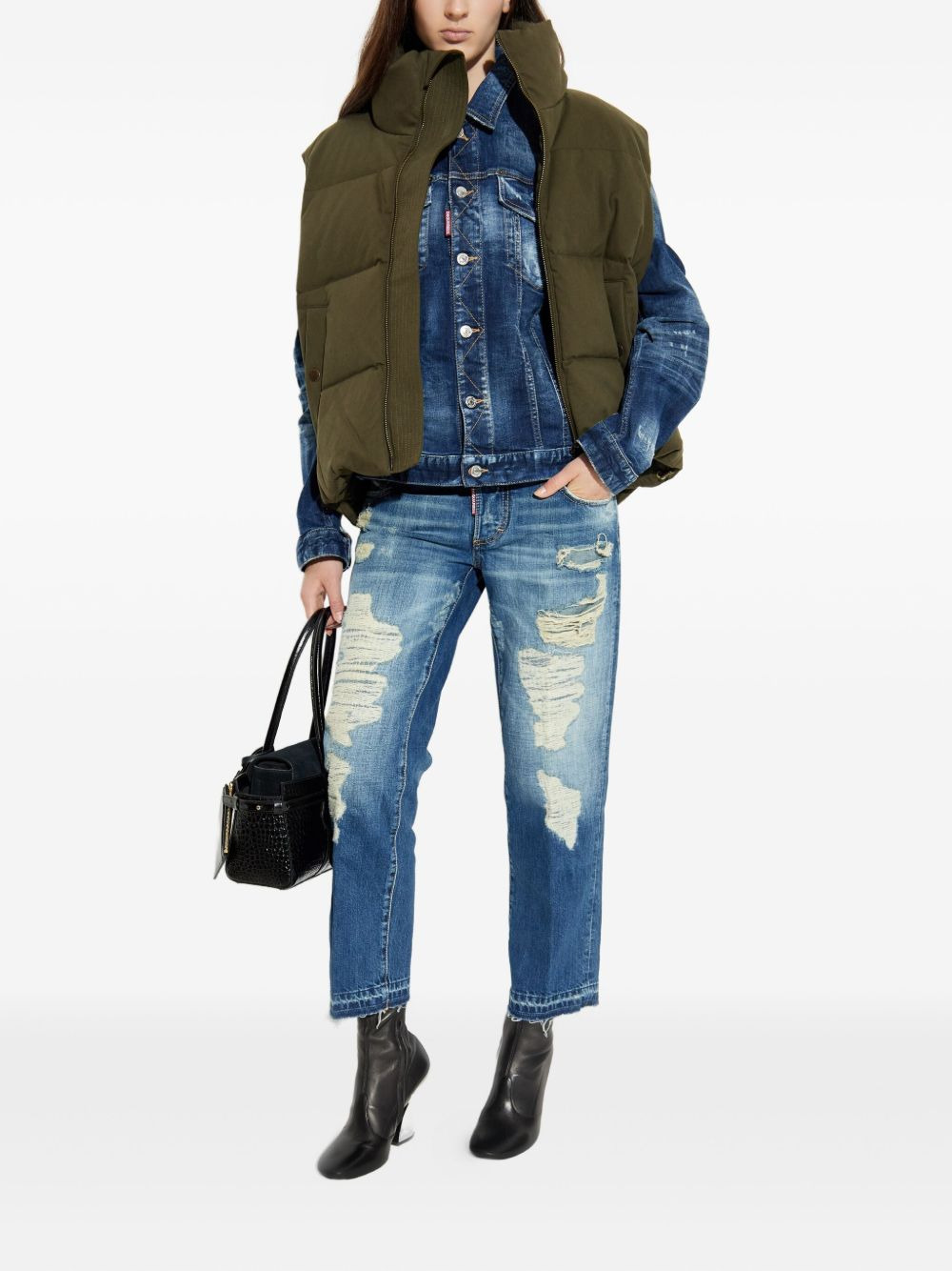 distressed denim jacket - 2