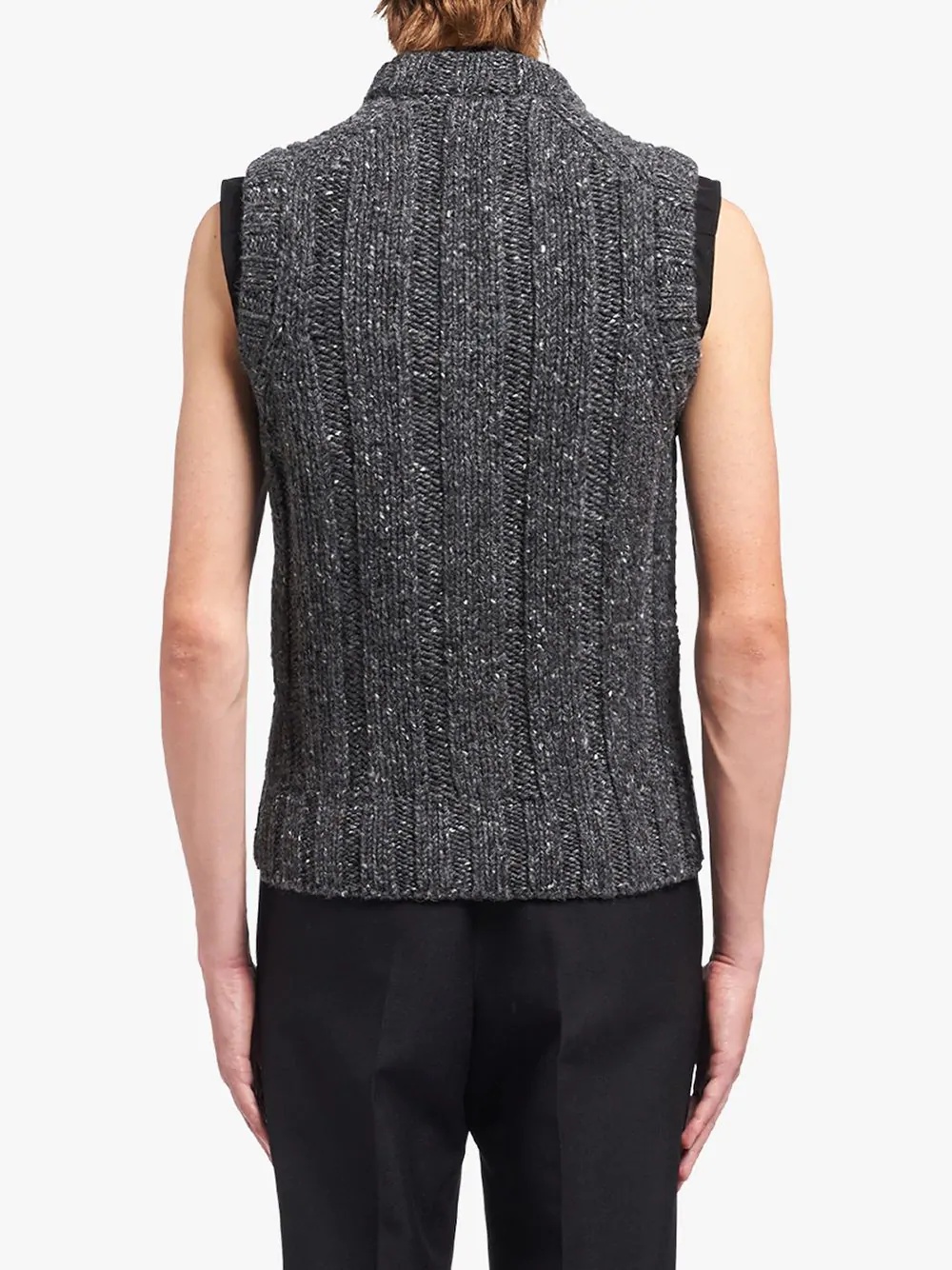 V-neck tweed knitted vest - 4