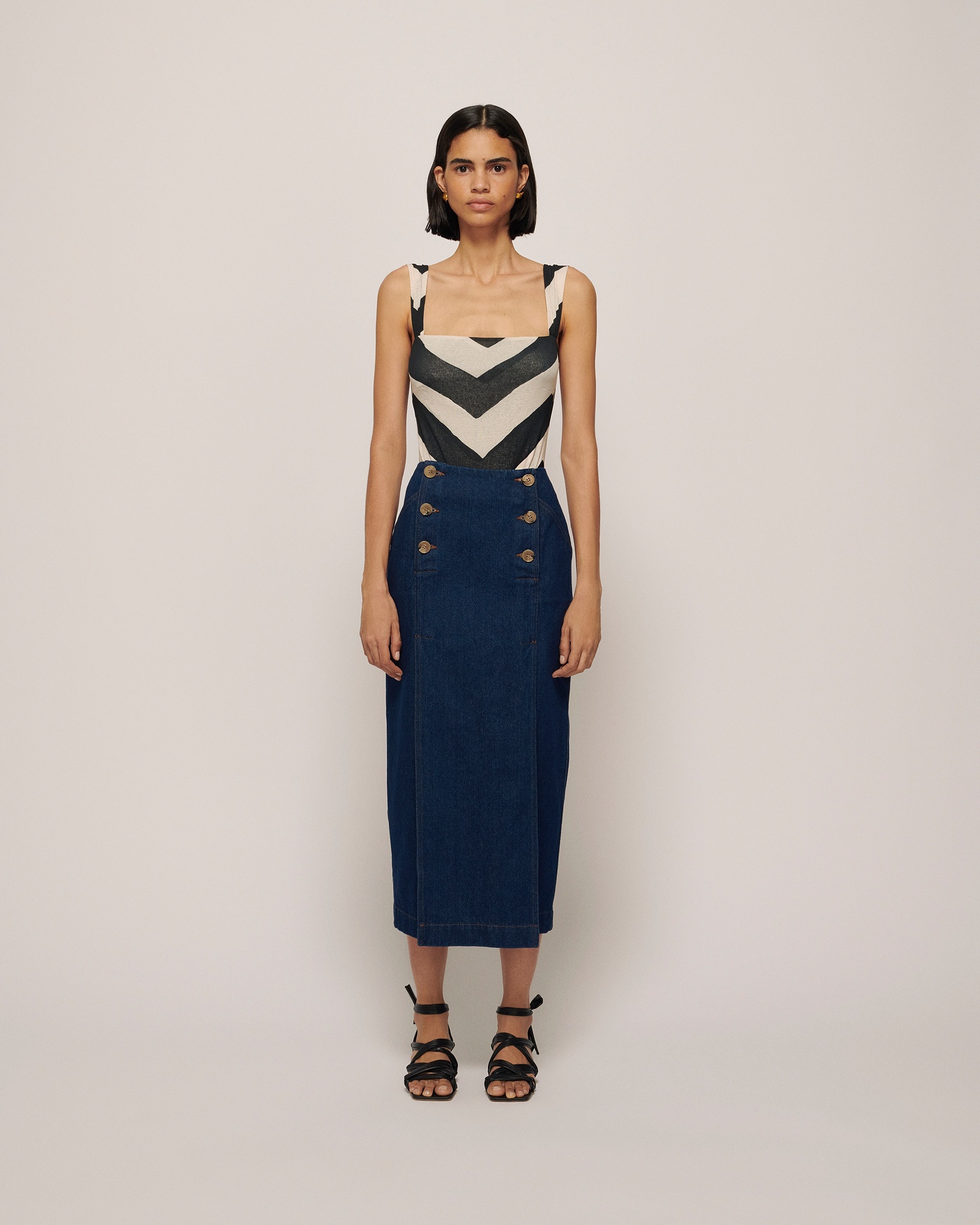 ELKE - Denim midi skirt - Indigo - 2