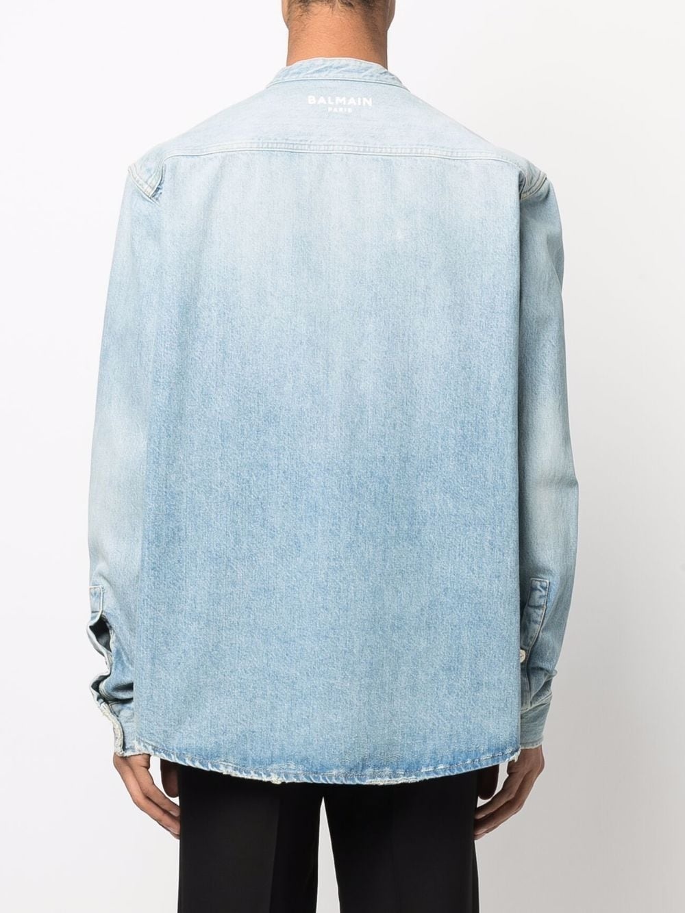 button-up acid-wash denim shirt - 4