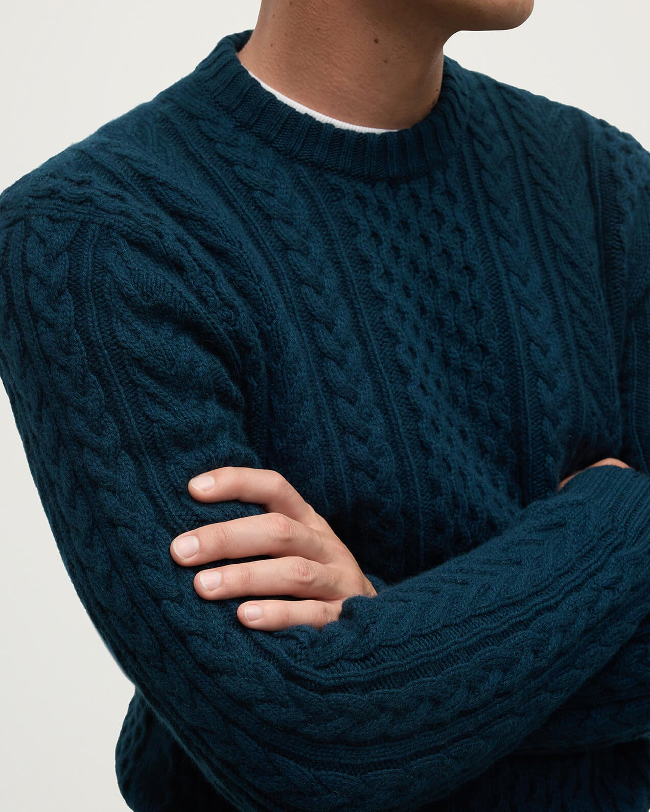Aran Cable Green Cashmere Jumper - 5