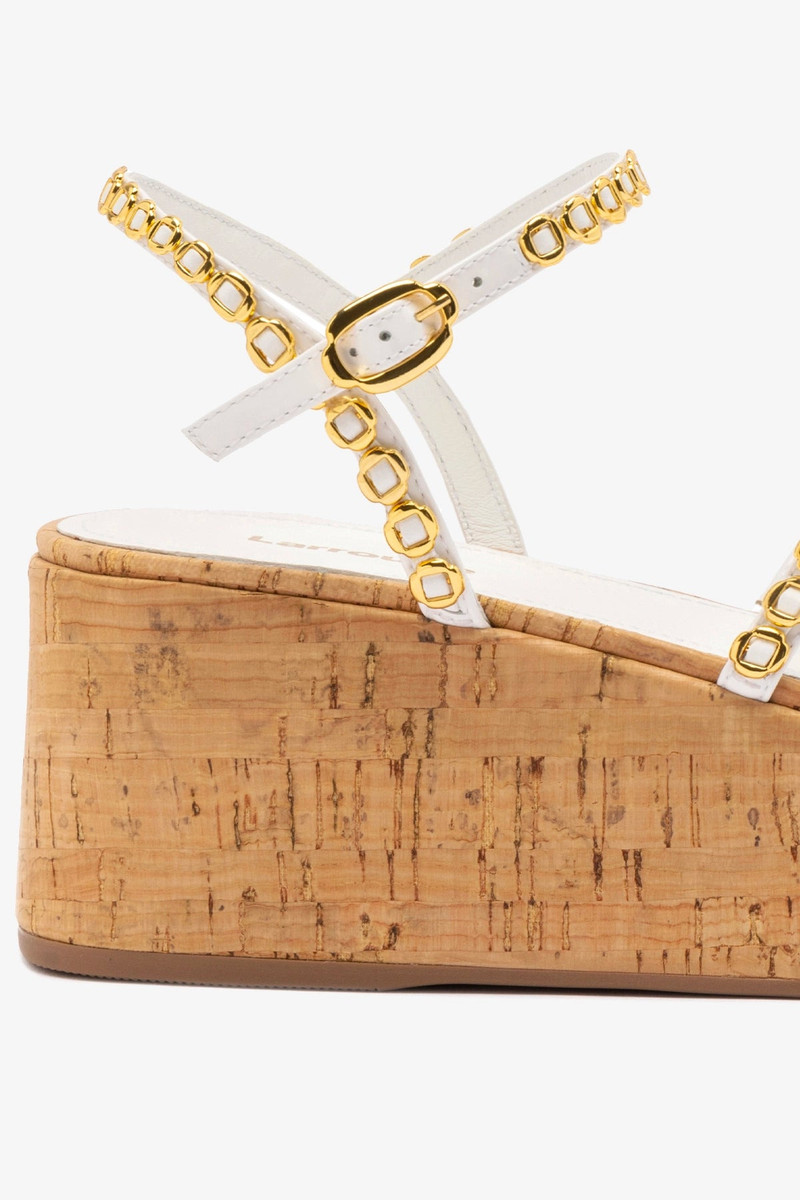 Gio Milanina Flatform In White Patent Leather and Natural Cork 4