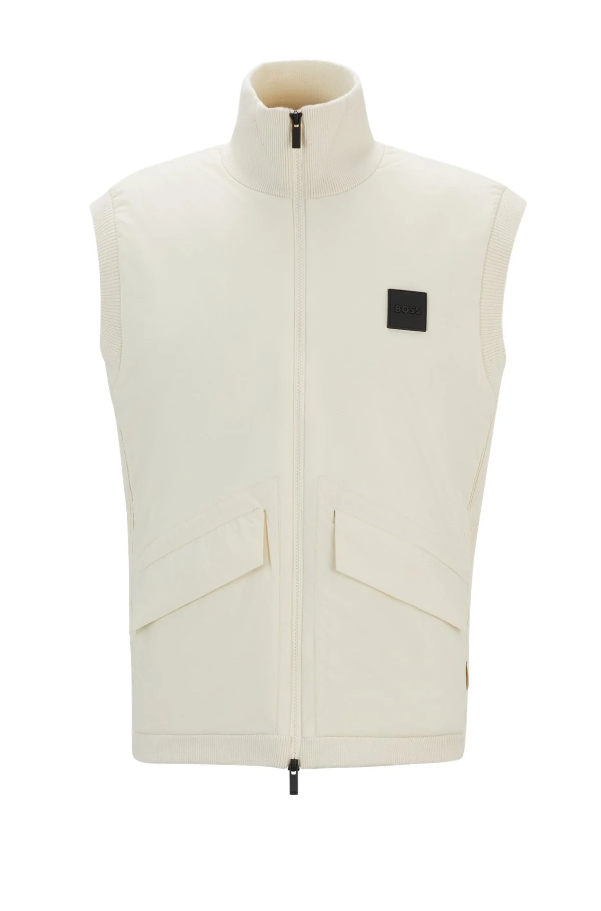 PADDED MIXED-MATERIAL GILET WITH LOGO BADGE - 1