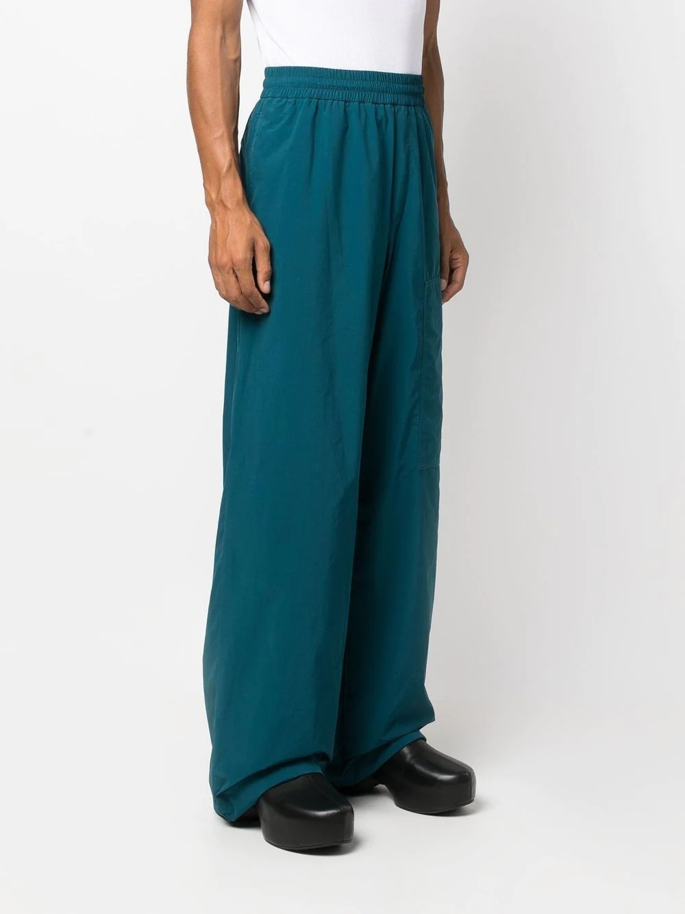 elasticated-waist wide-leg trousers - 3