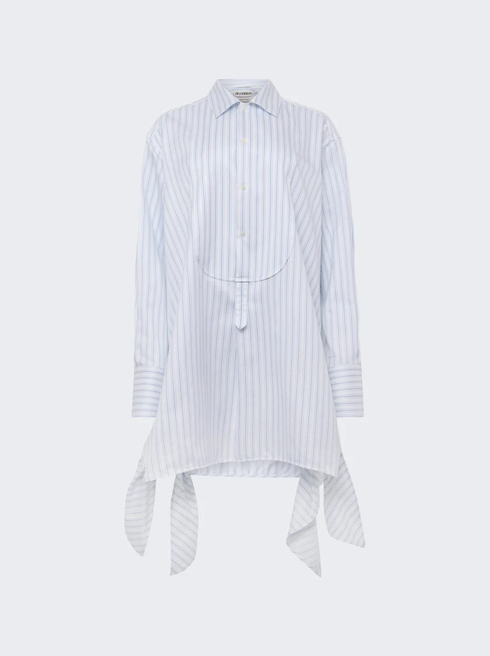 Side Knot Shirt Dress White And Blue - 1