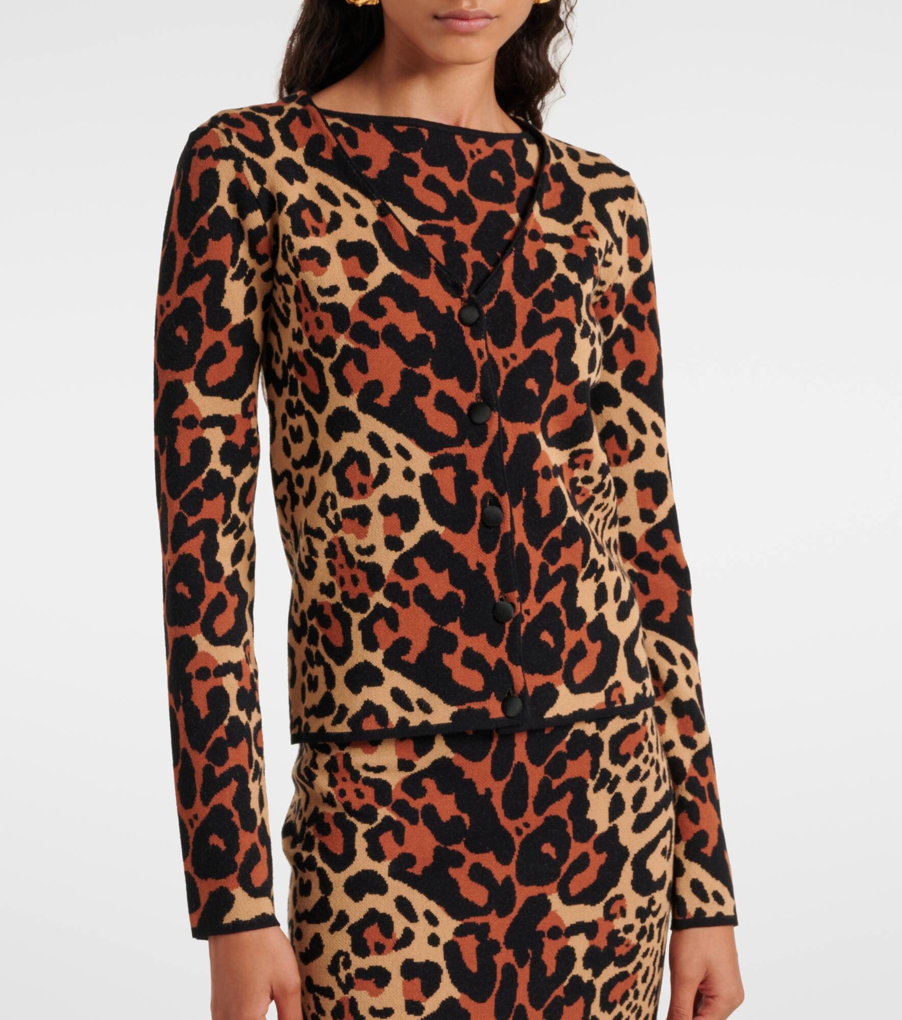 Leopard-print jacquard cardigan - 5