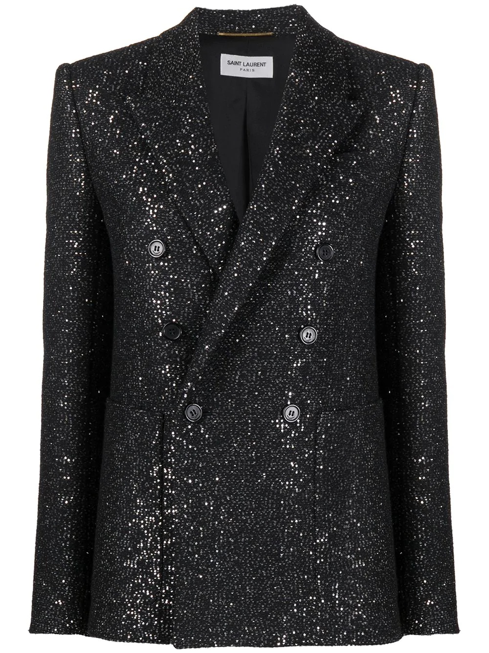 double-breasted glitter blazer - 1