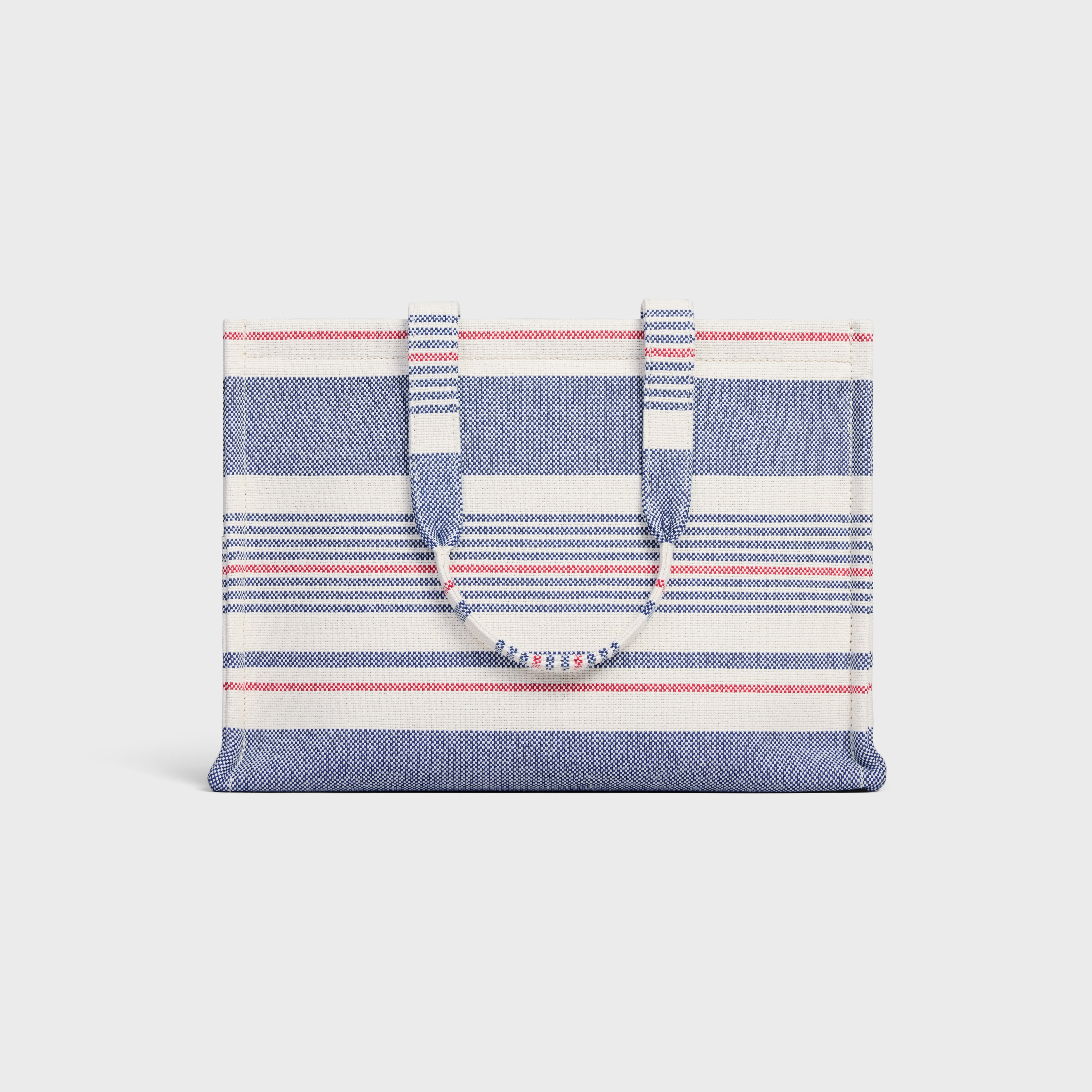 Large Cabas Thais in STRIPED TEXTILE AND CALFSKIN - 3