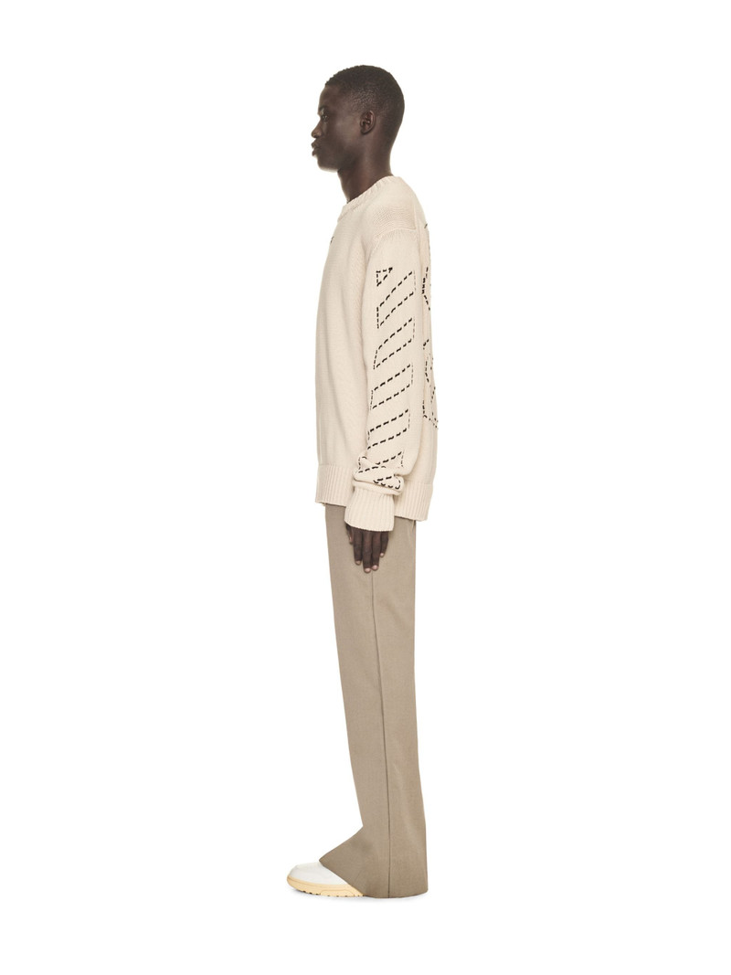 Stitch Arr Diags Knit Crewne Beige Blac 3
