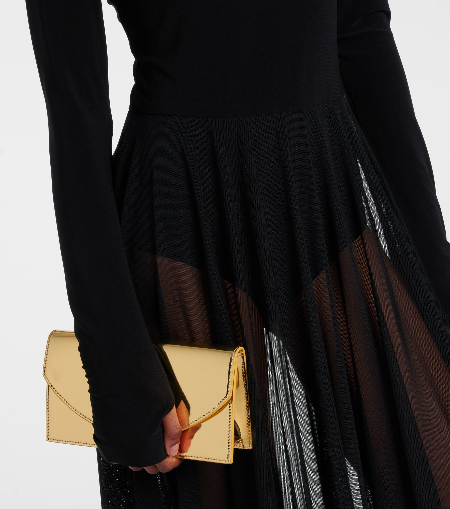 Sheer jersey and mesh midi dress - 4