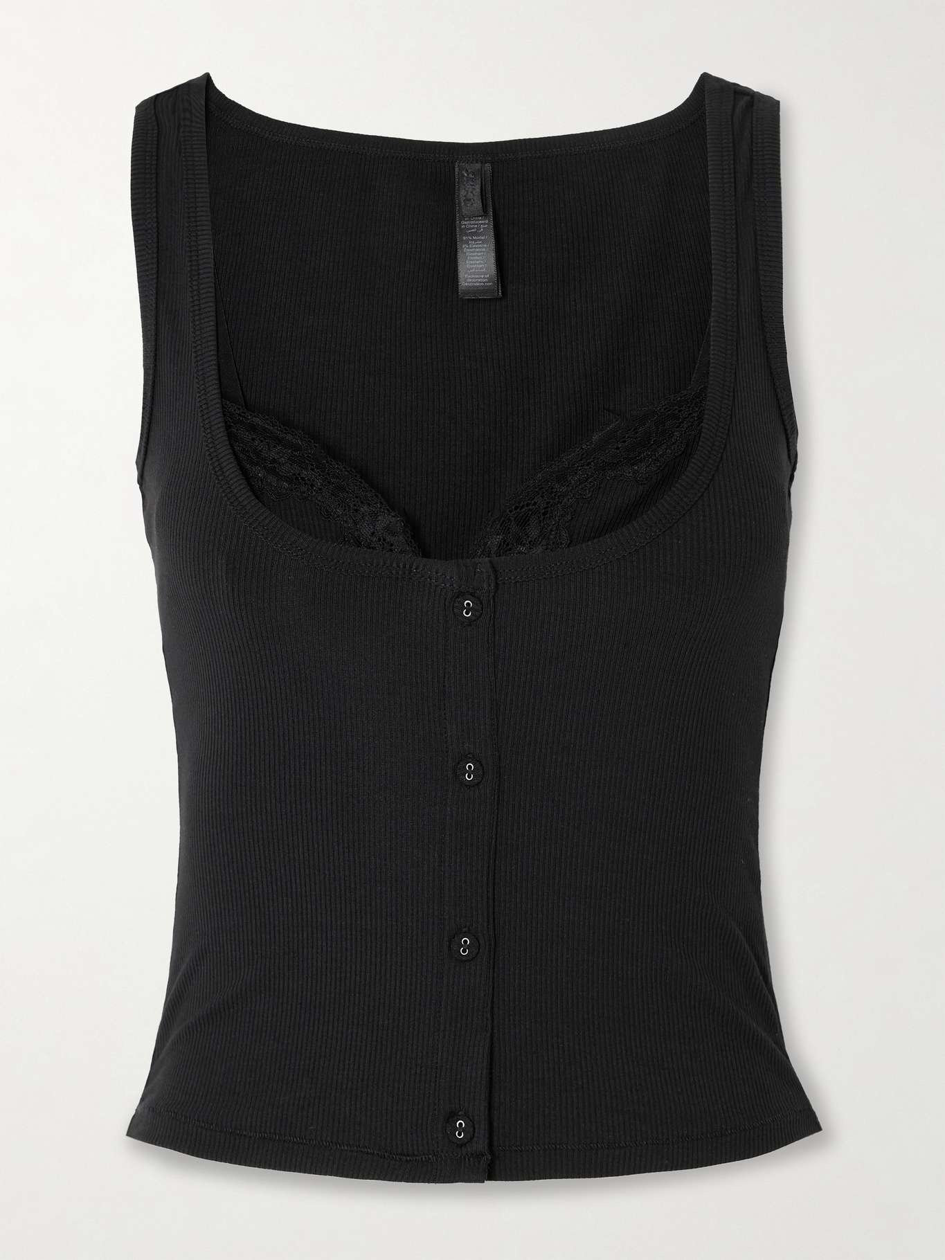 Soft Lounge Lace Tank - Onyx Black - 1