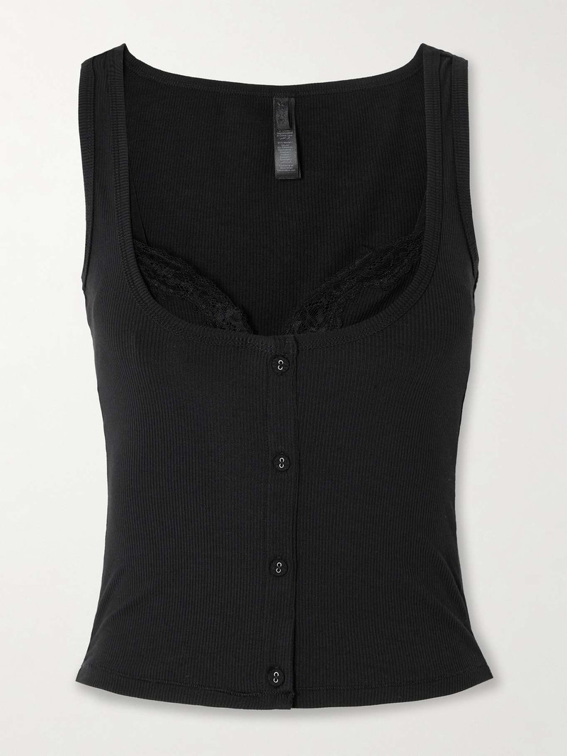 Soft Lounge Lace Tank - Onyx Black 1