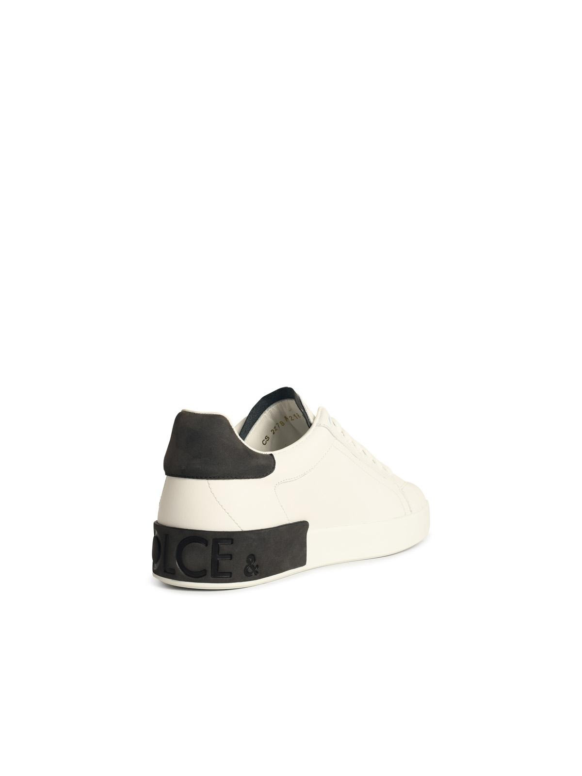 Dolce & Gabbana 'Portofino' White Calf Leather Sneakers Men - 3