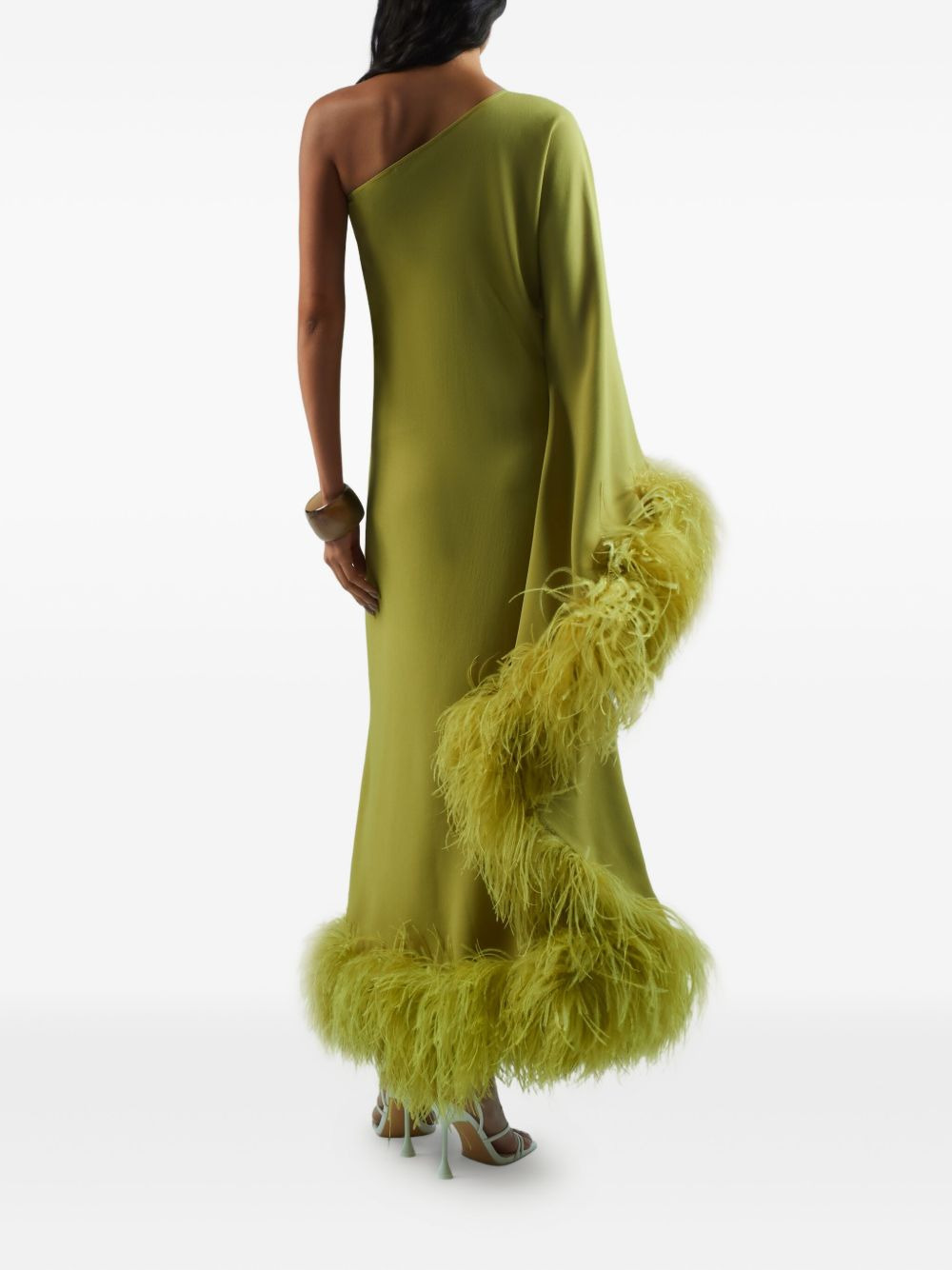 Baler feather-trimmed one-shoulder maxi dress - 4