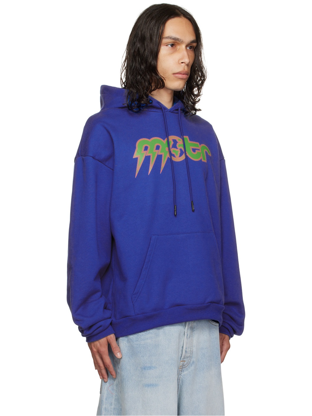 Blue Printed Hoodie - 2