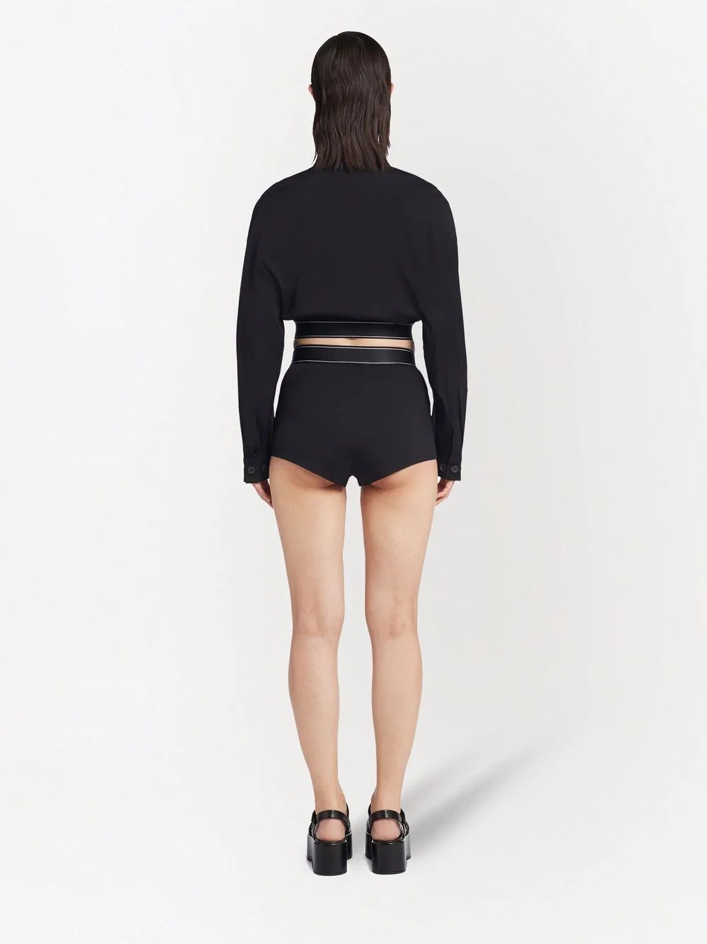 logo-trim cropped jacket - 4