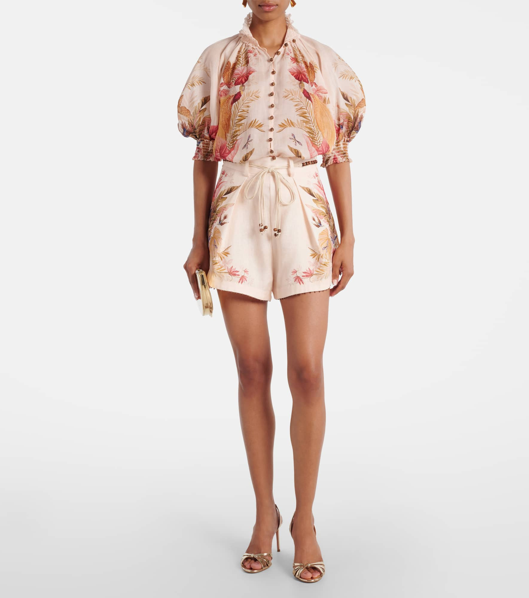Ascension beaded floral linen shorts - 2
