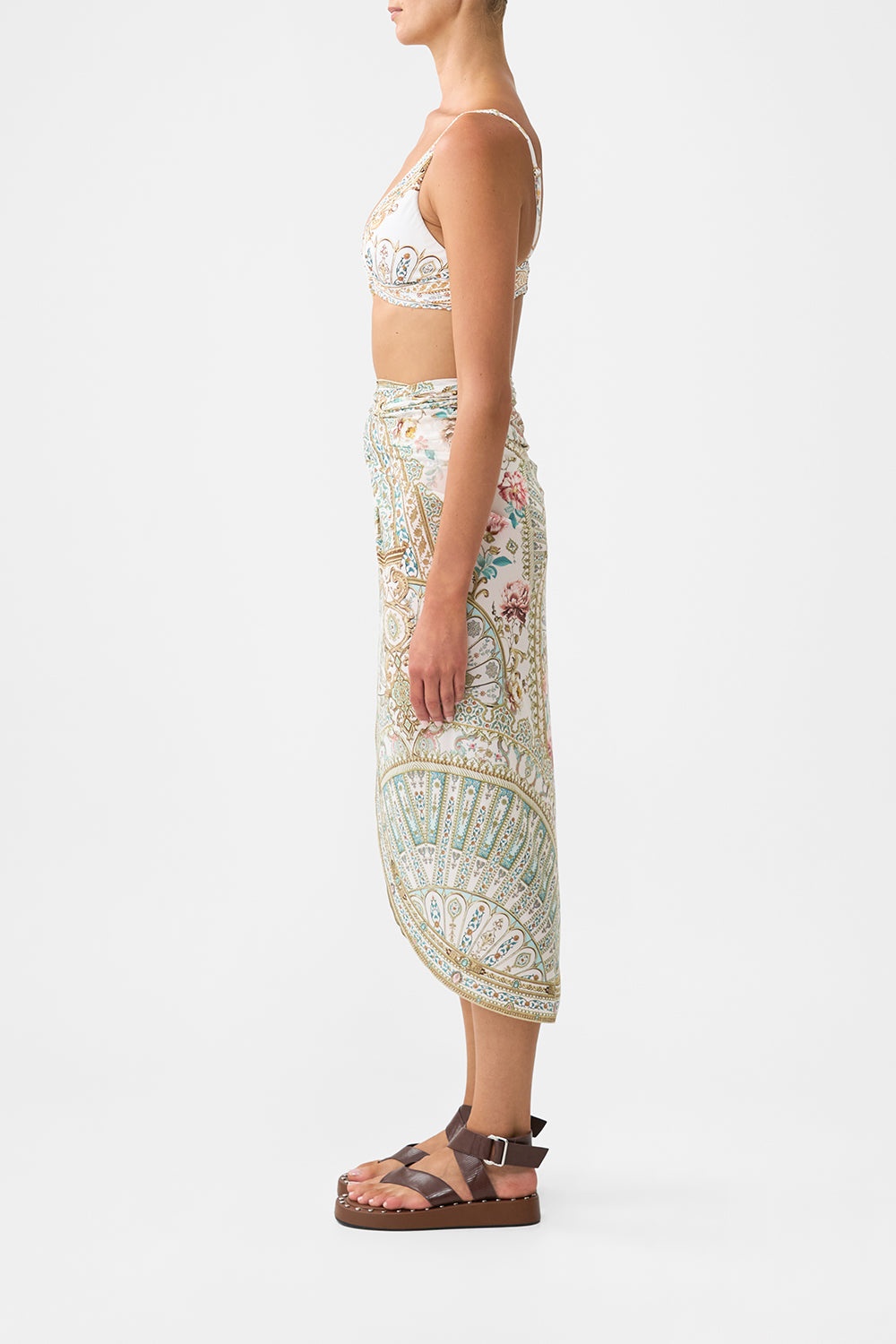 EYELET WRAP MAXI SARONG WITH TIE WAIST - 4