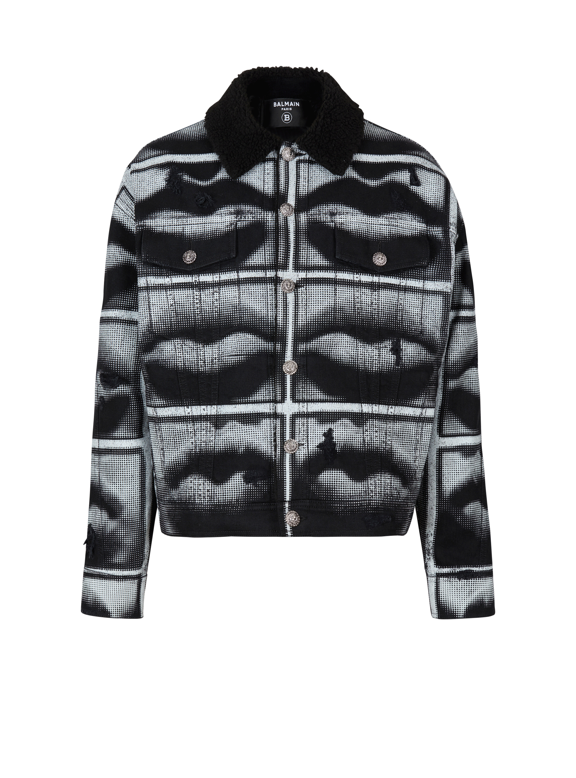 Denim jacket with Lips print - 1