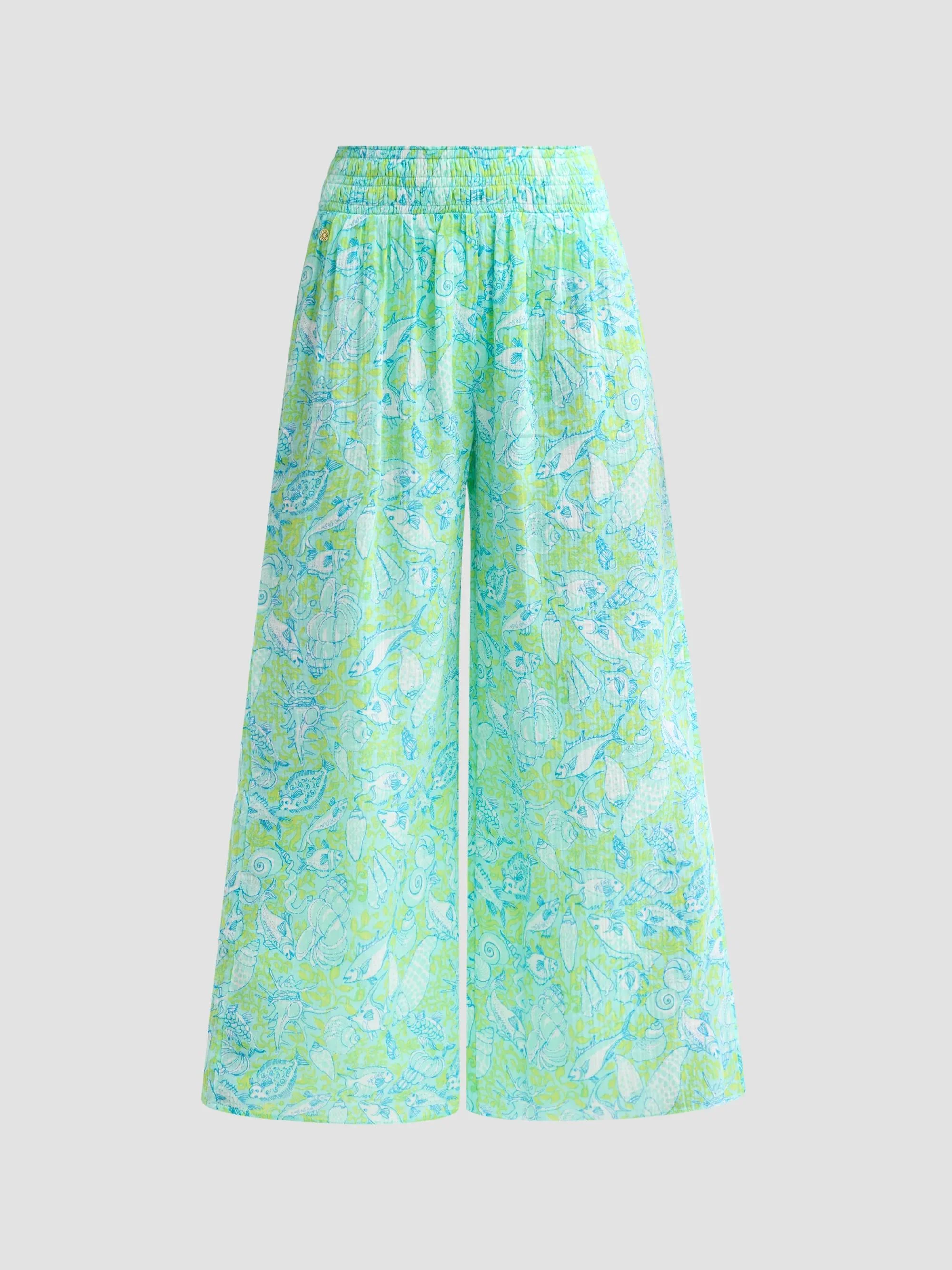 Women's Enzo Thow Me A Line Print Cover-Up Pants - Day Dream Blue - 1