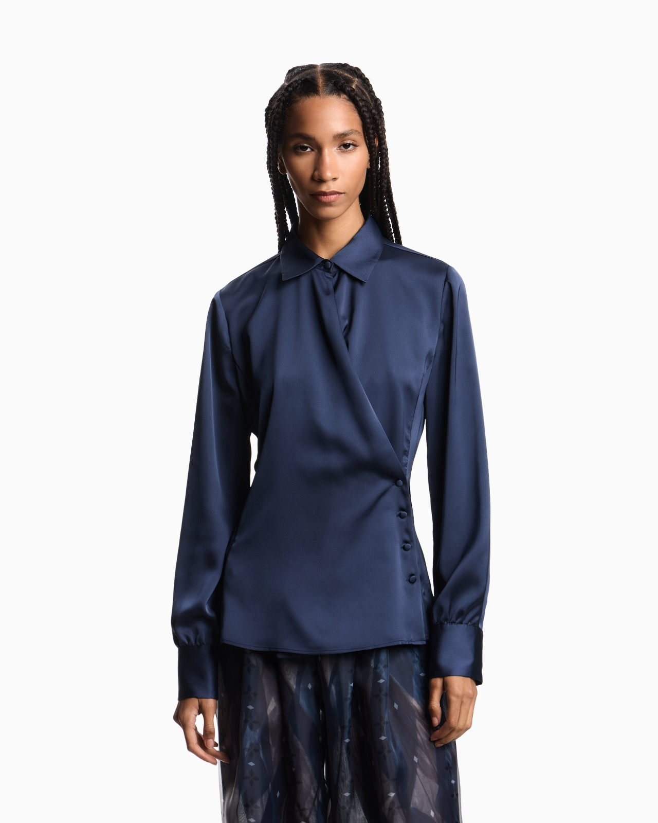 SATIN CRÊPE WRAP SHIRT - 4