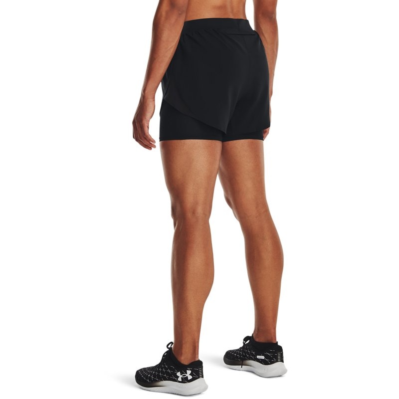 (WMNS) Under Armour Fly-By Elite 2IN1 Shorts 'Black' 1369768-002 - 4