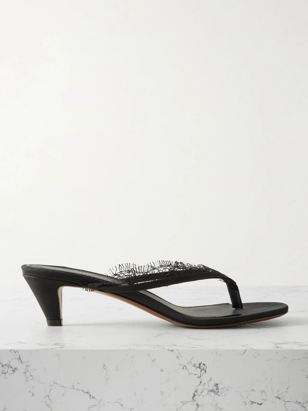 Kalliope Lace And Leather-trimmed Crepe De Chine Sandals - 1