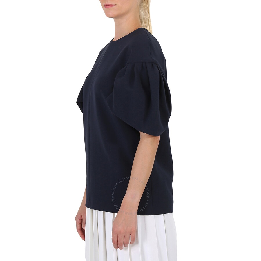 Victoria Beckham Ladies Knit Tops Navy Tuck Sleeve Top, Brand - 2
