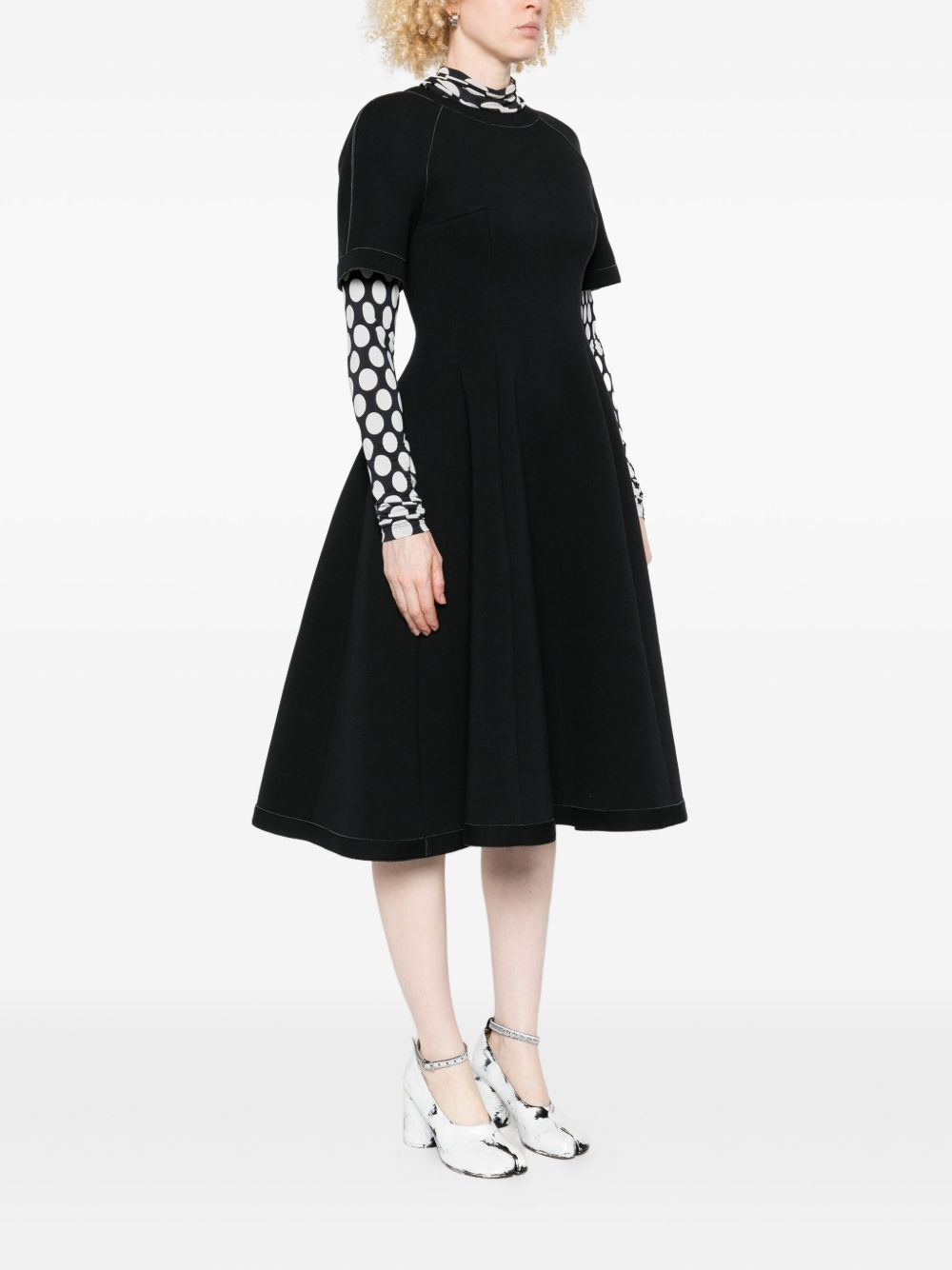 short-sleeve flared dress - 3