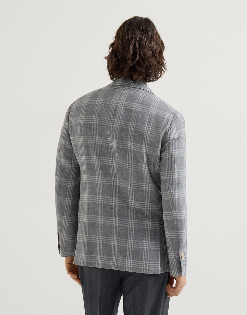 Wool, silk and linen tartan deconstructed blazer 3