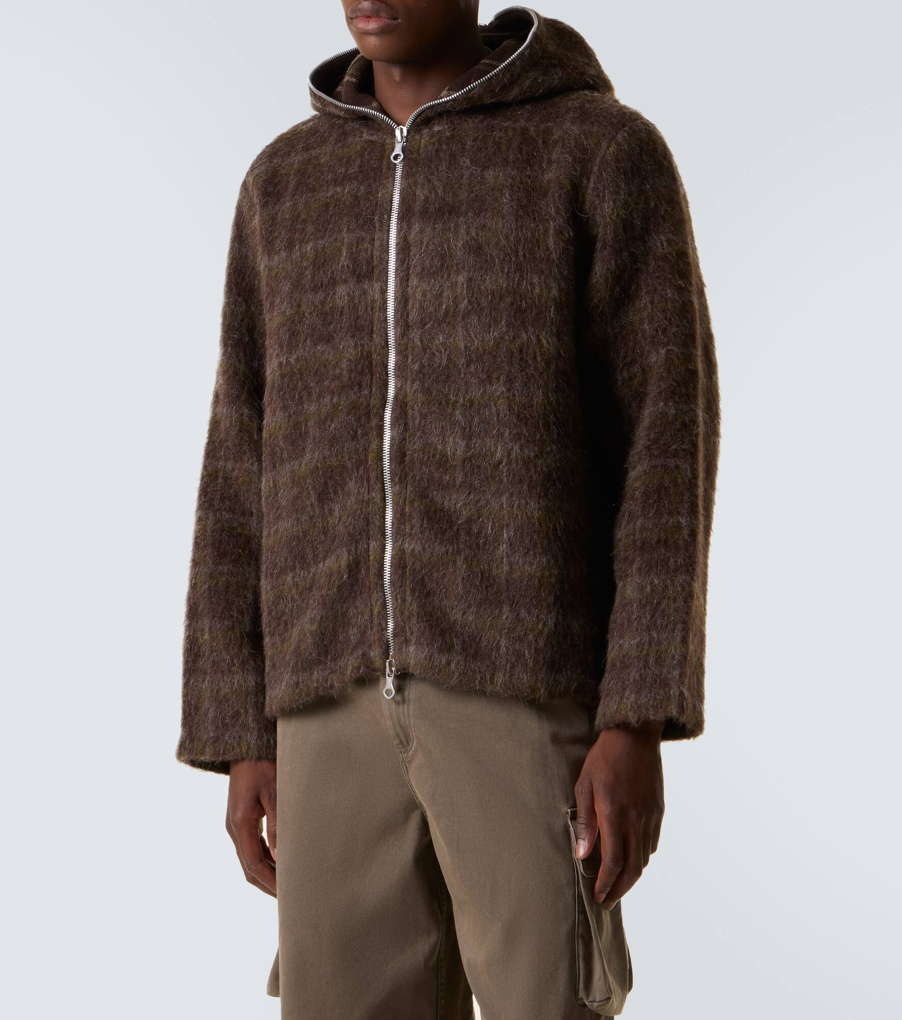 Checked zip-up hoodie - 3