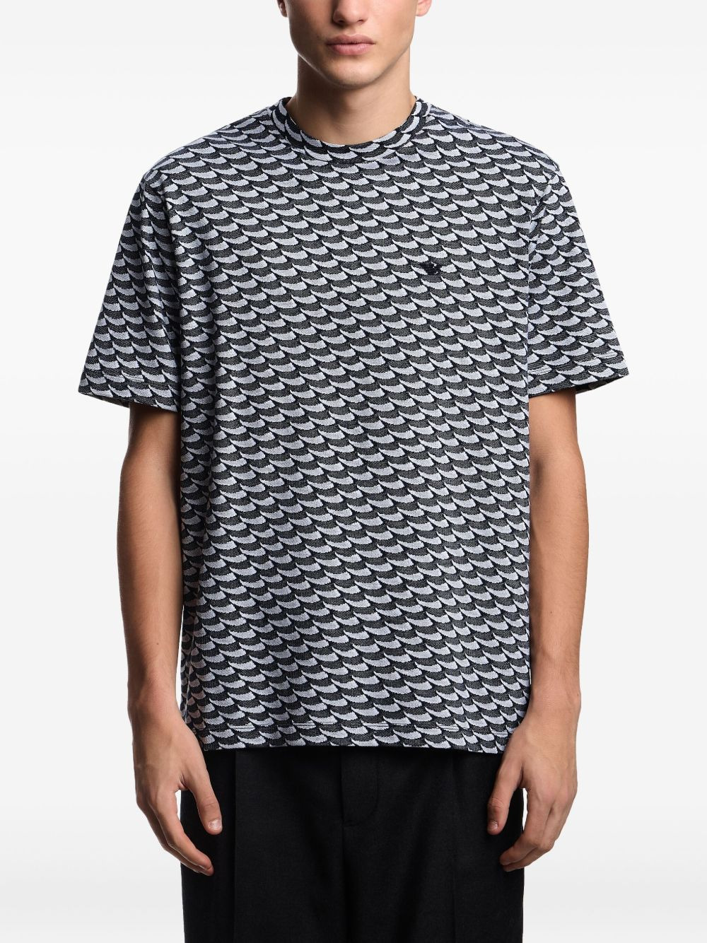 wave-pattern cotton T-shirt - 3