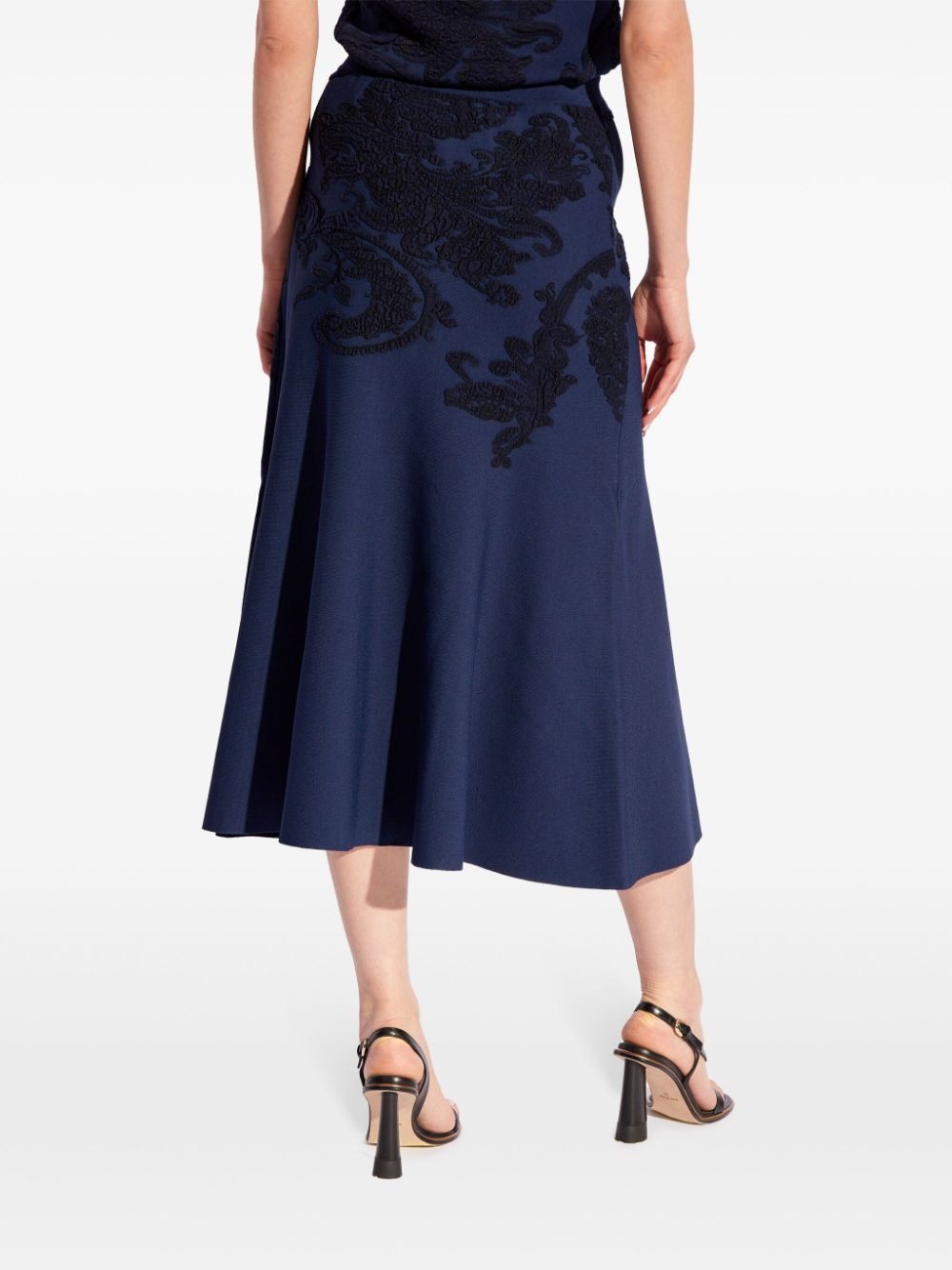 embroidered A-line midi skirt - 4