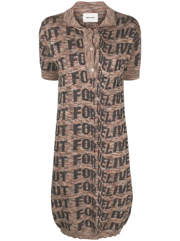 SIGNED POLO DRESS - BLACK DELIVERY MELANGE - 1