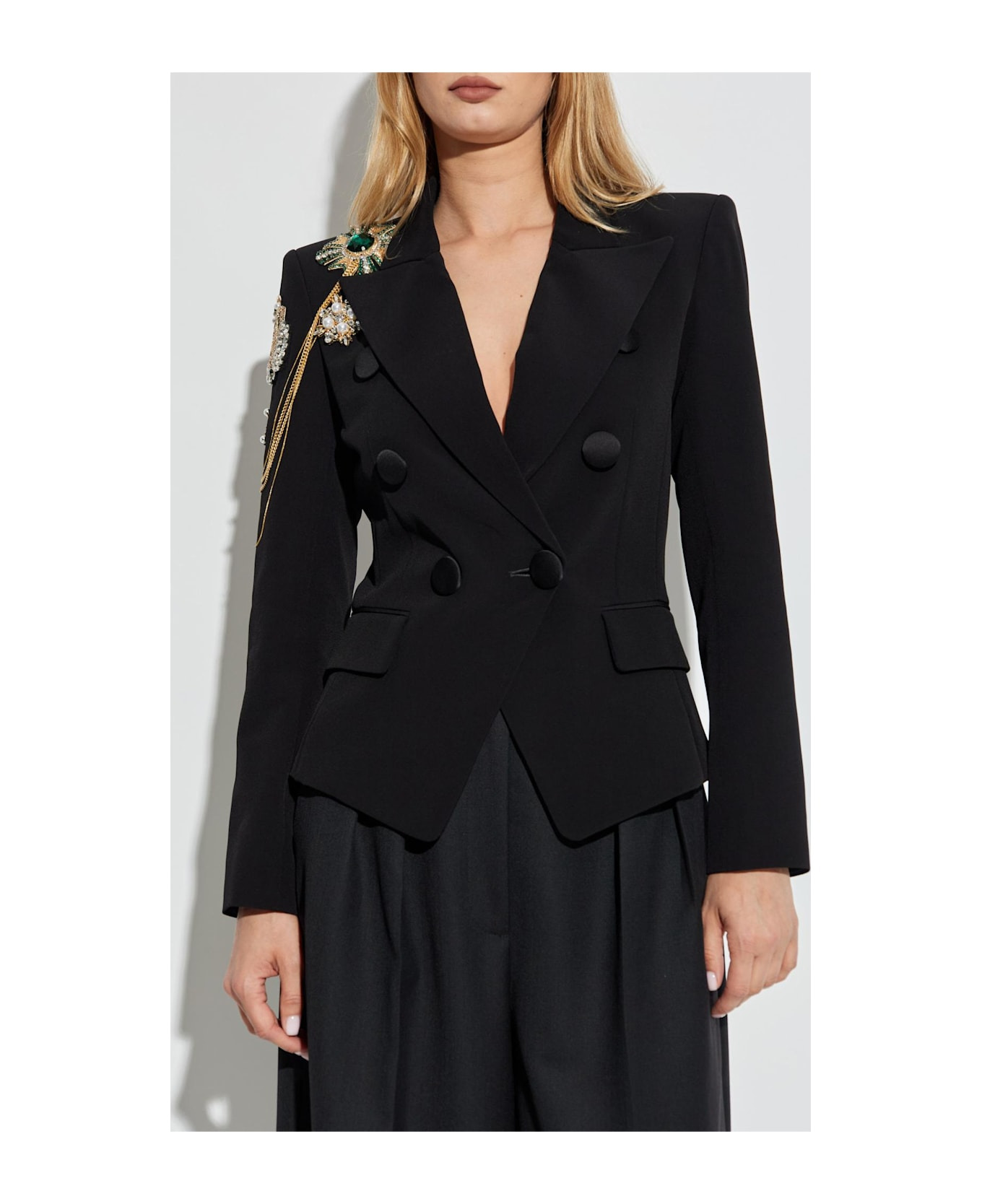 Balmain Blazer With Shimmering Appliqués - 3